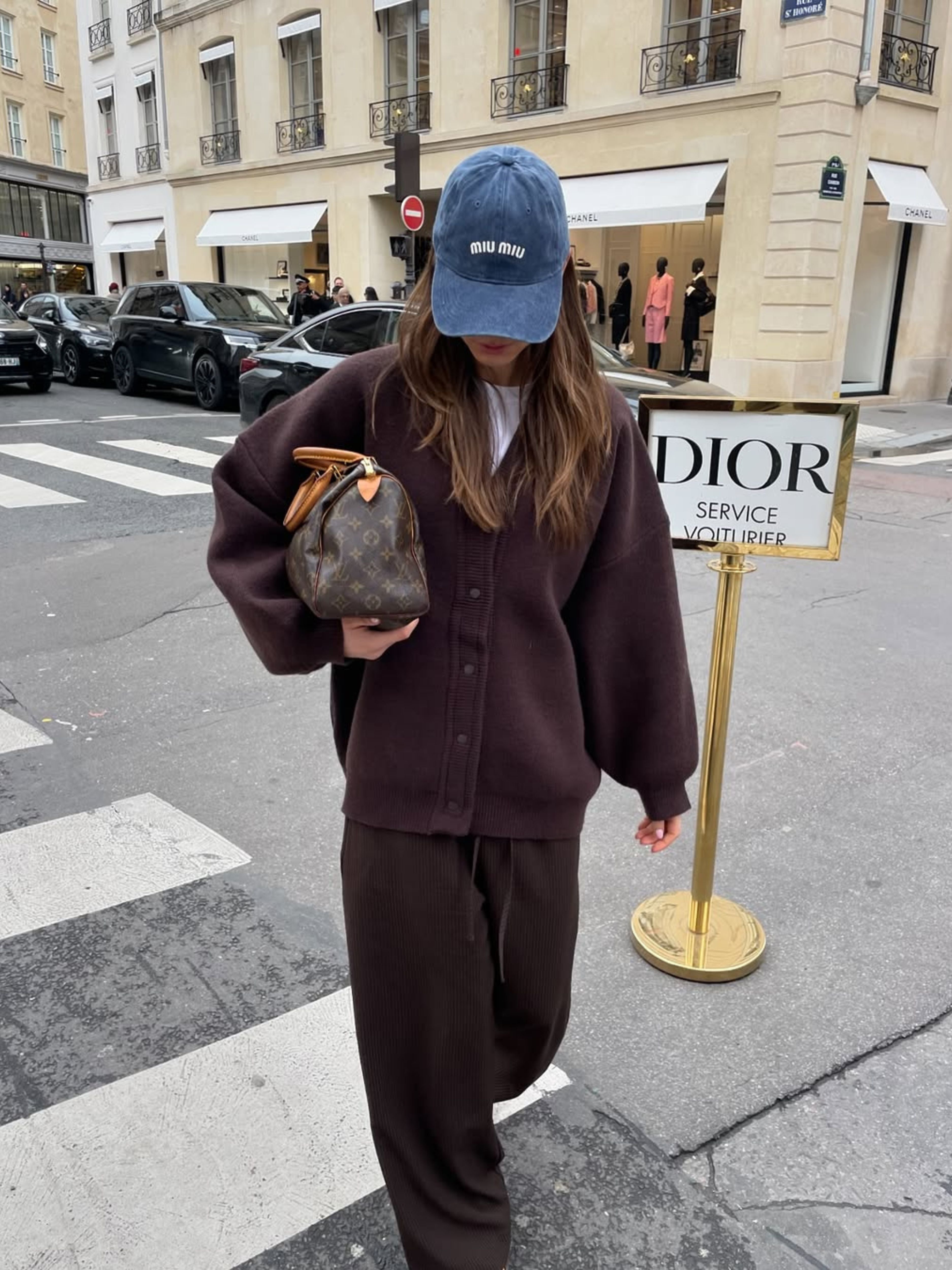 Oversized Press Button Cardigan Brown