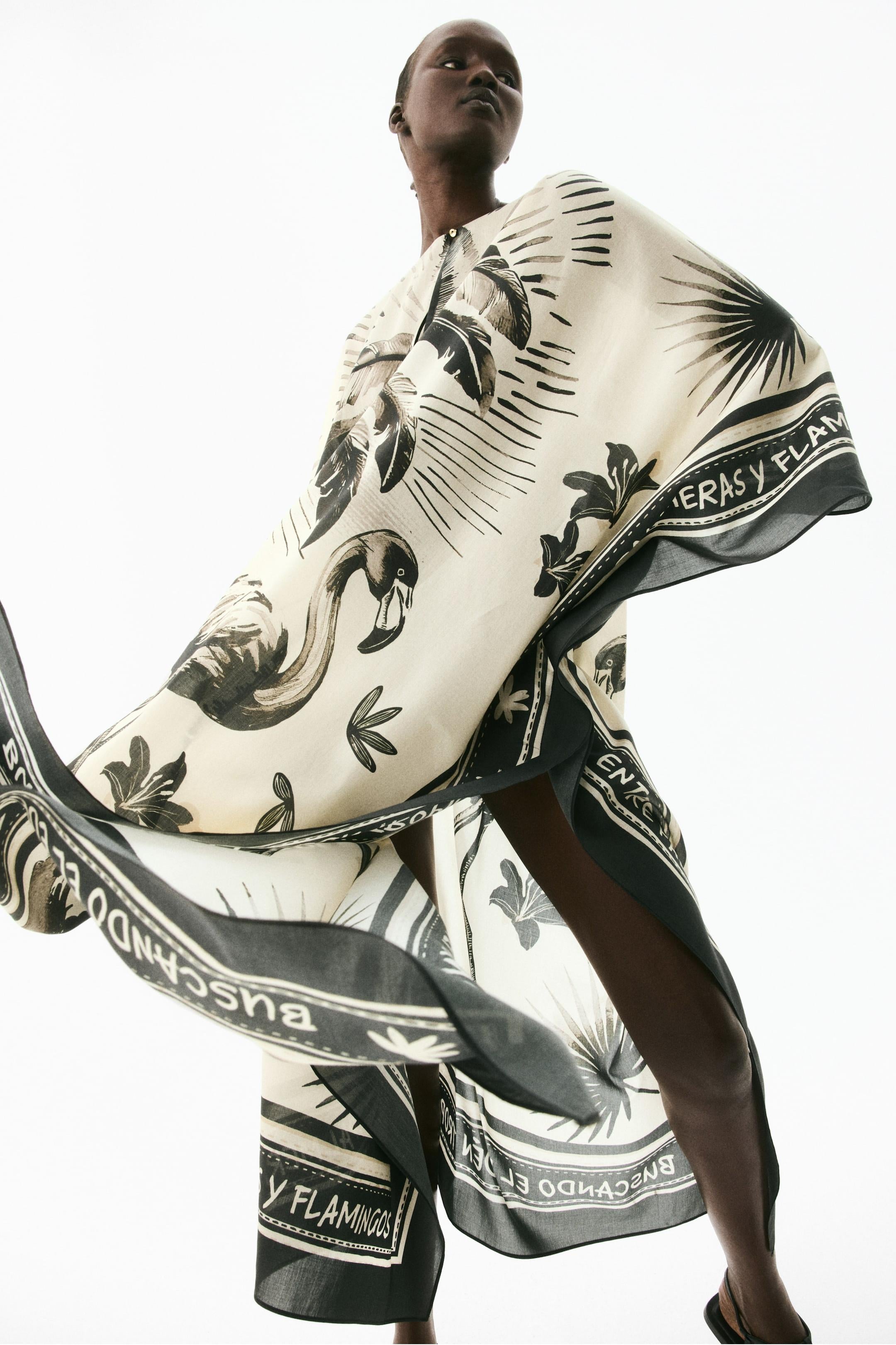 Oversized Flamingo Kaftan Maxi Dress