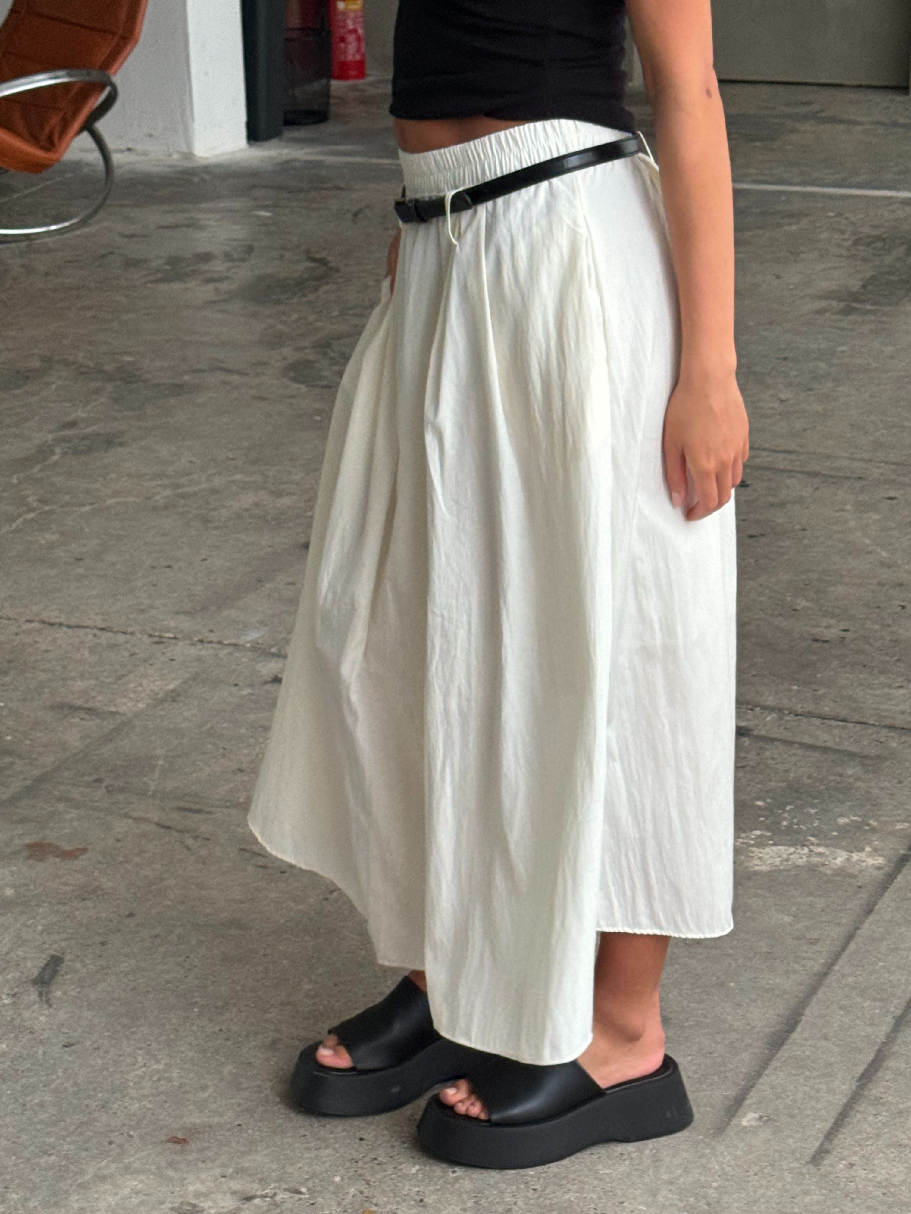 Long Belted Skirt Ivory