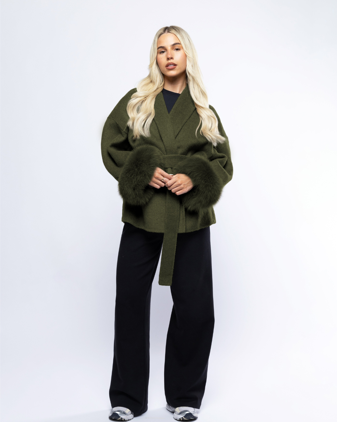 Velvet Blazer with Bow – Green