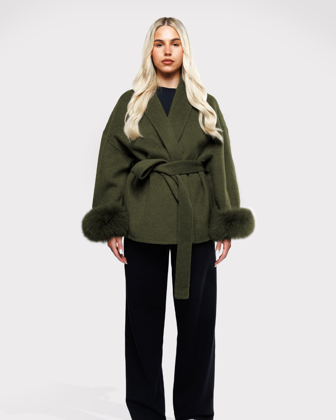 Velvet Blazer with Bow – Green