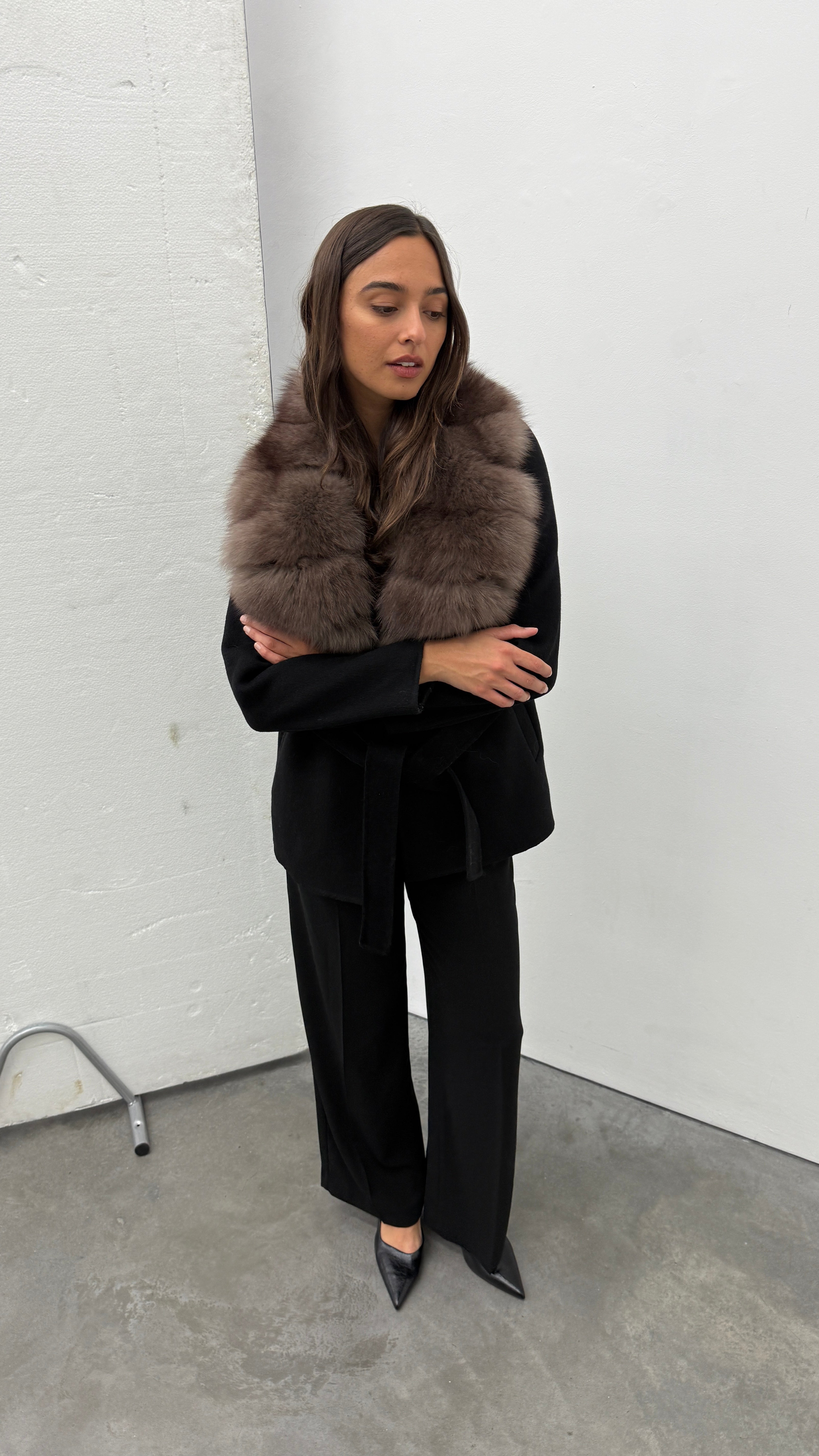 Evelyn Luxe Wool Coat with Fur Collar
