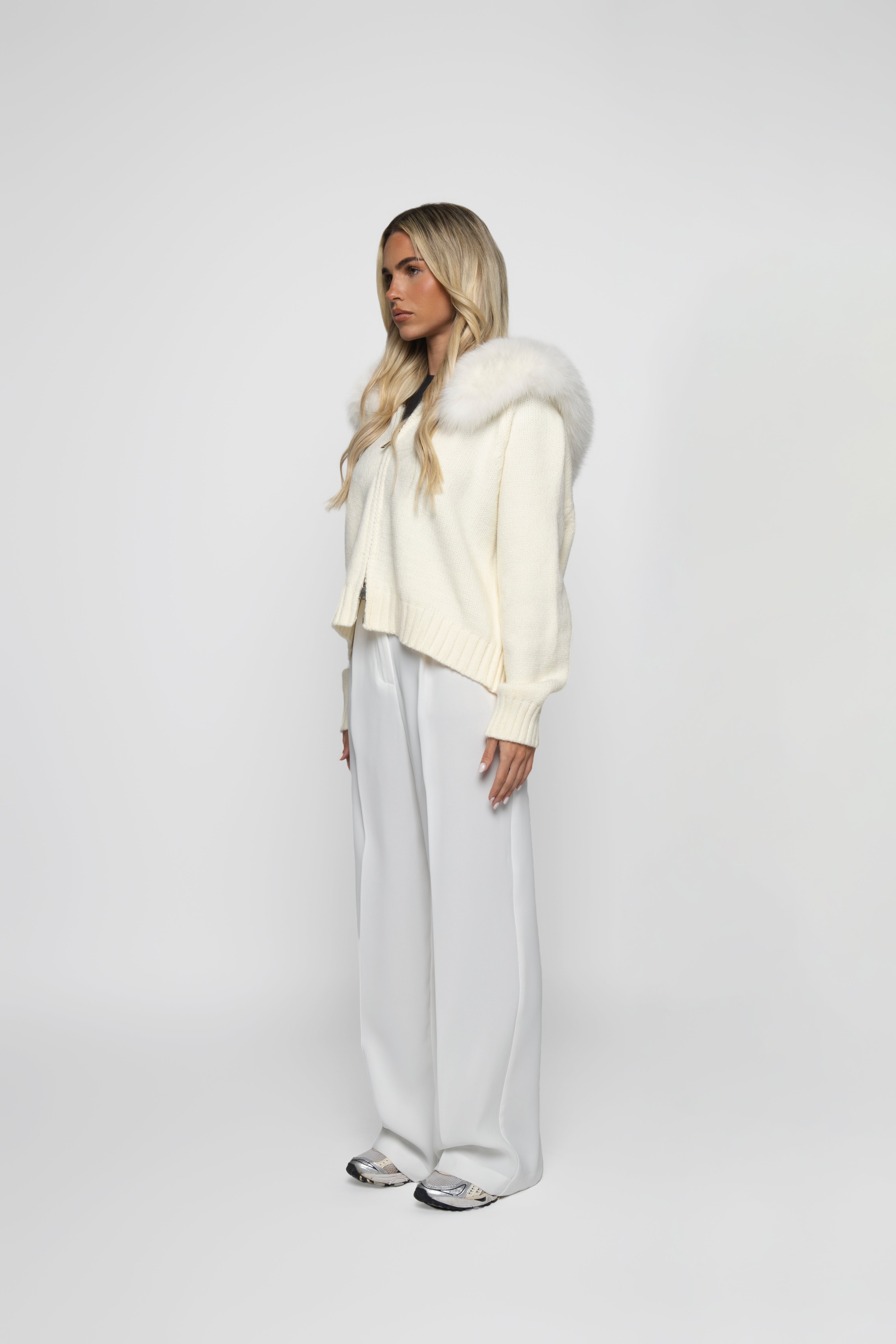 Velvet Cardigan - White