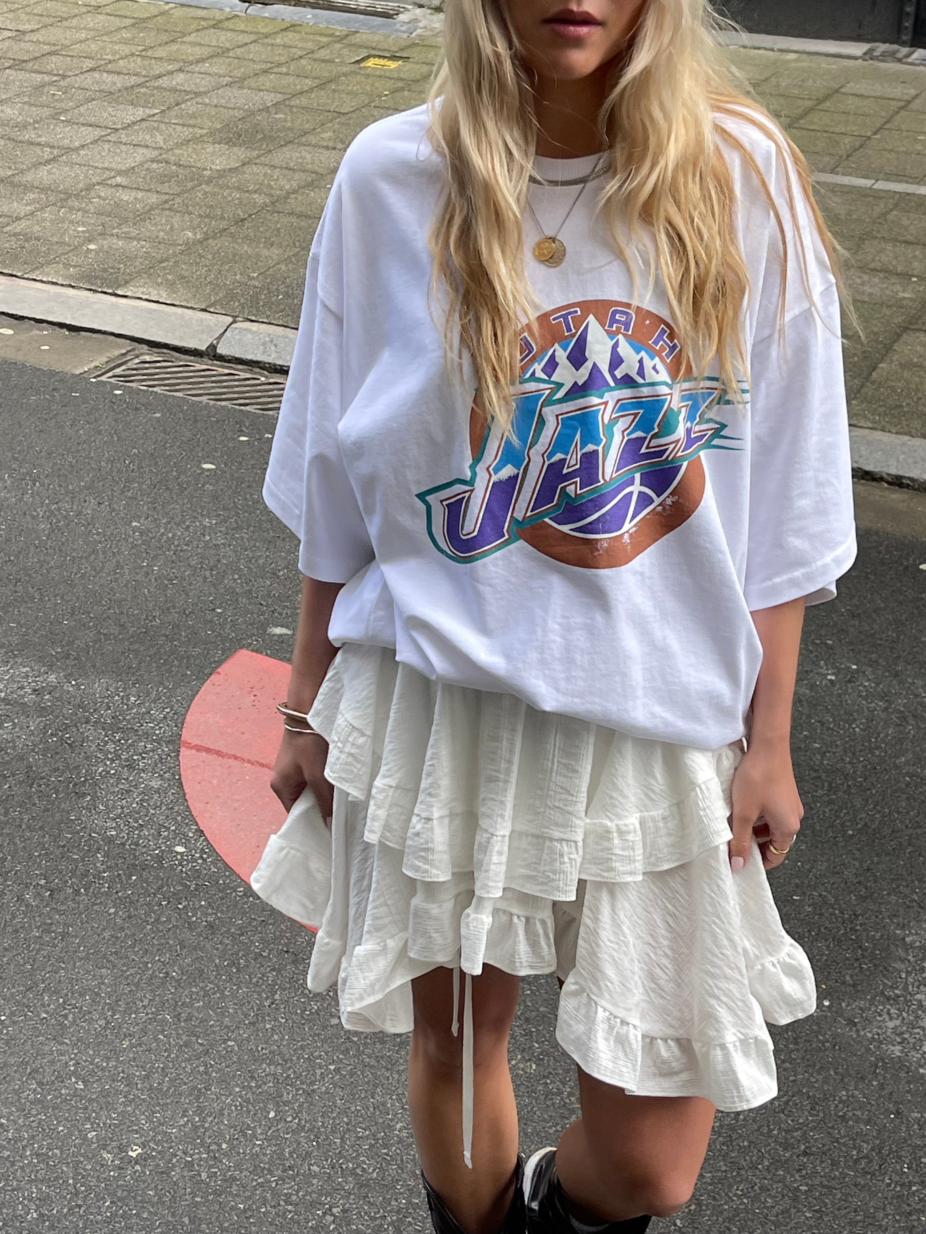 Oversized Jazz Graphic Tee White