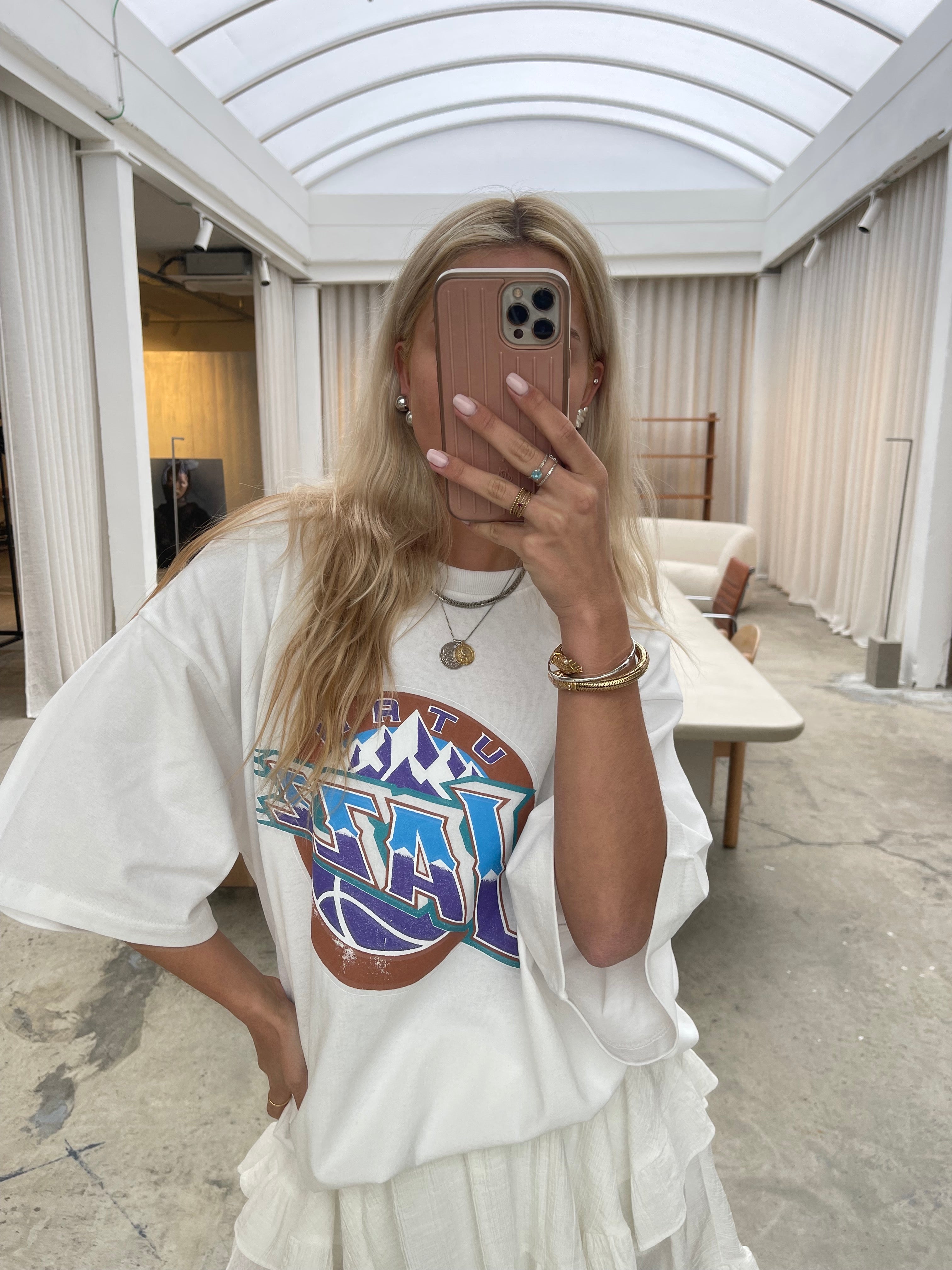 Oversized Jazz Graphic Tee White