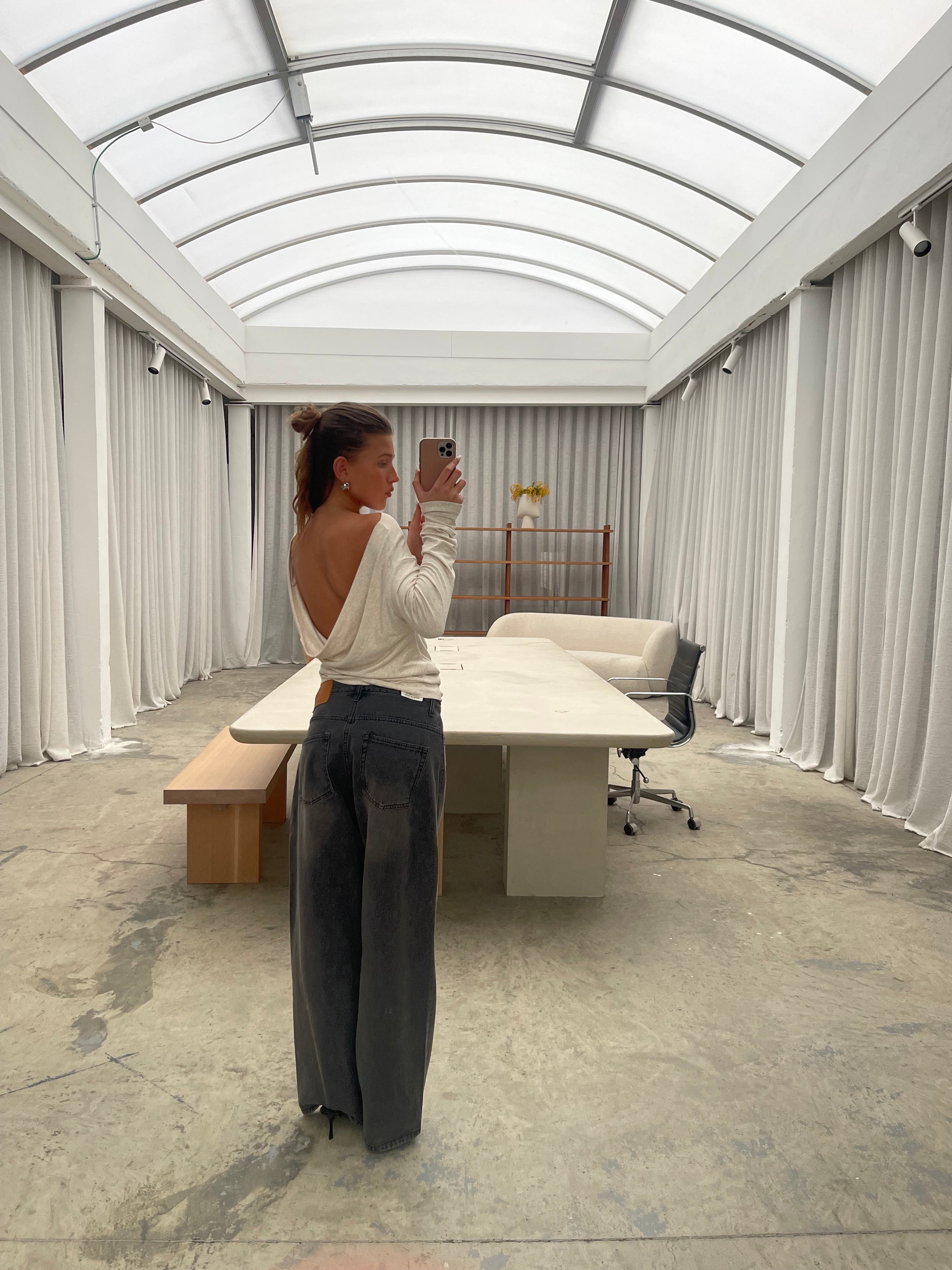 Draped Back Top Oatmeal