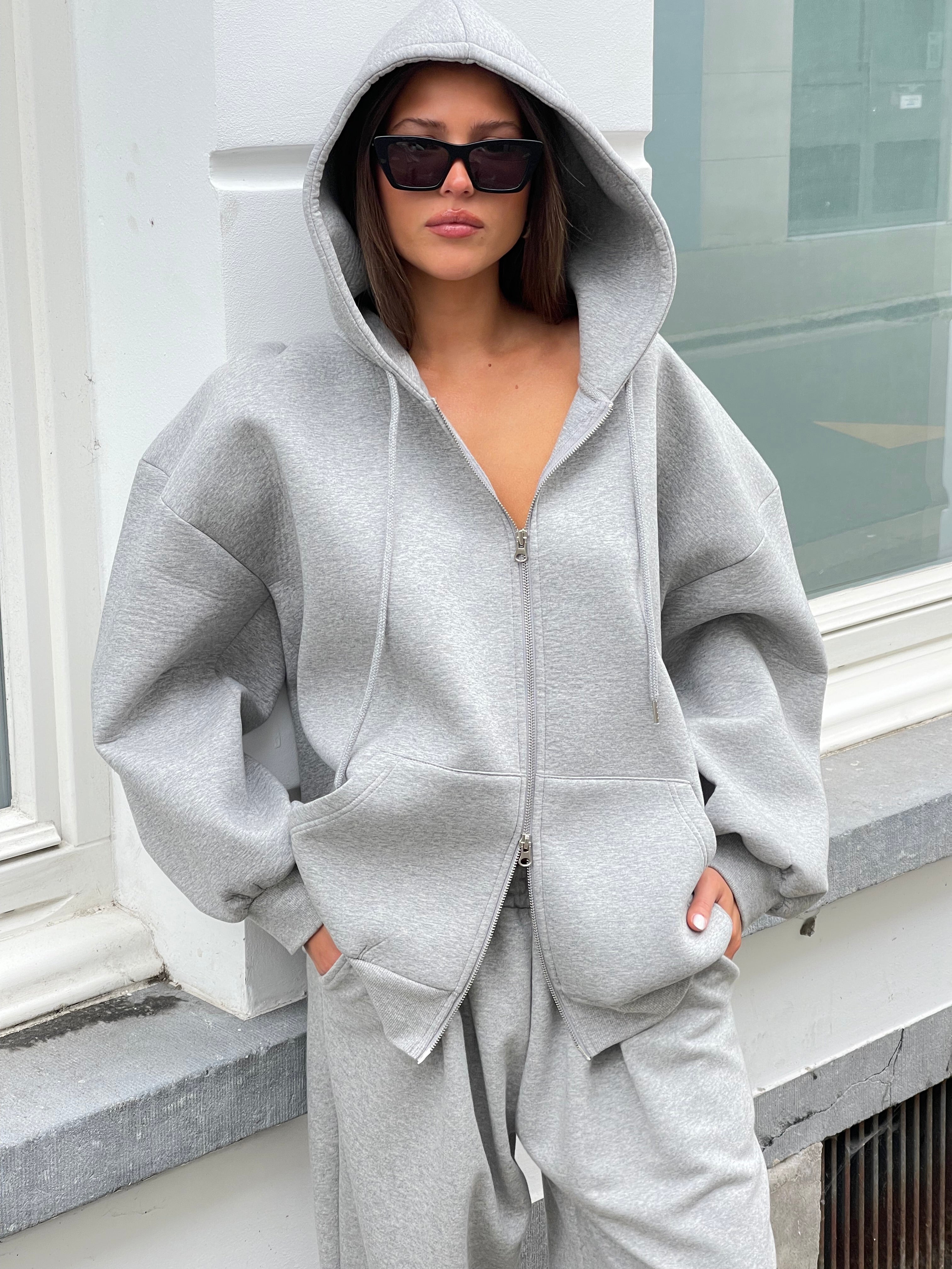 Oversized Hooded Vest Grey