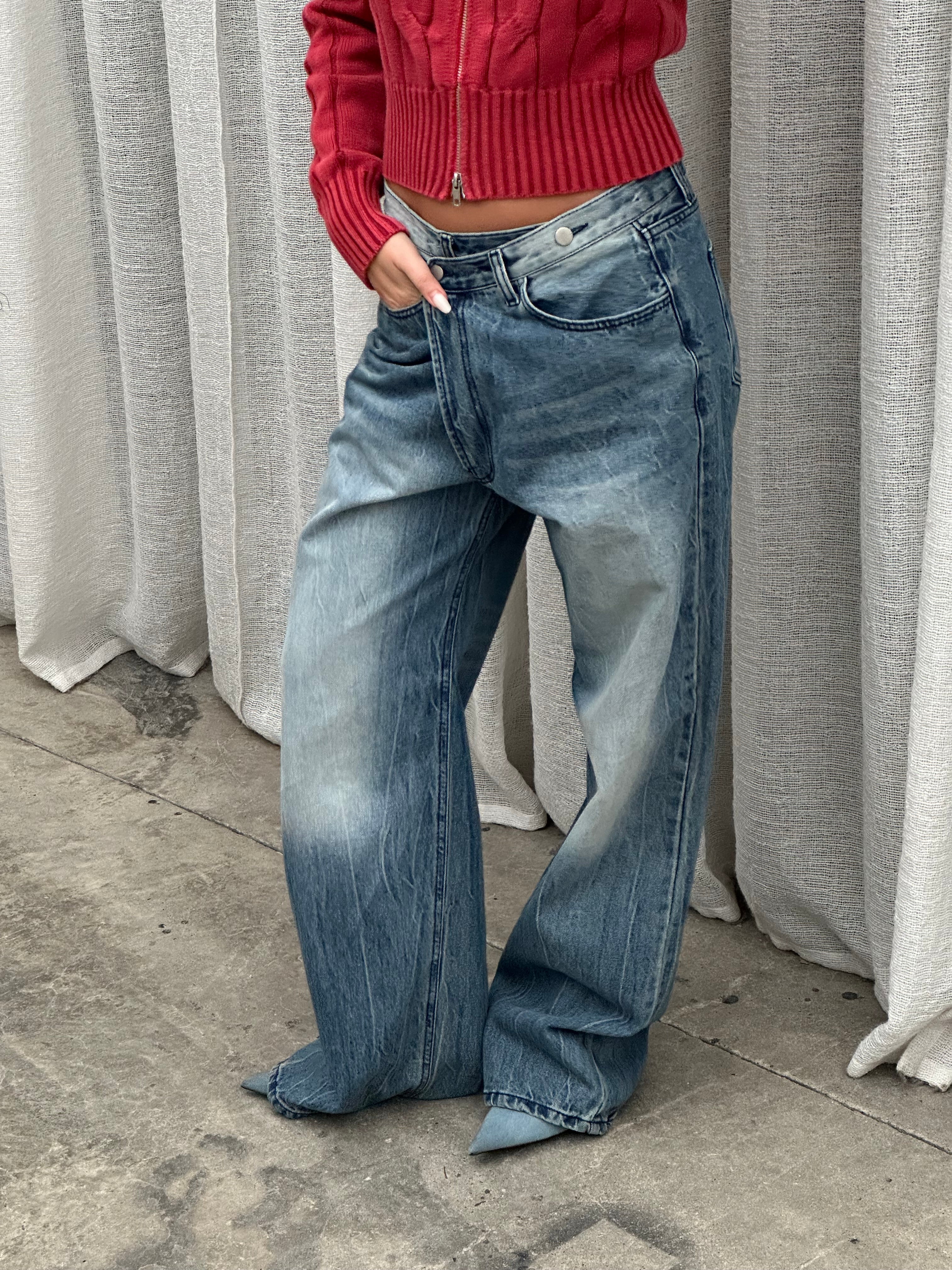 Criss Cross Jeans Washed Blue