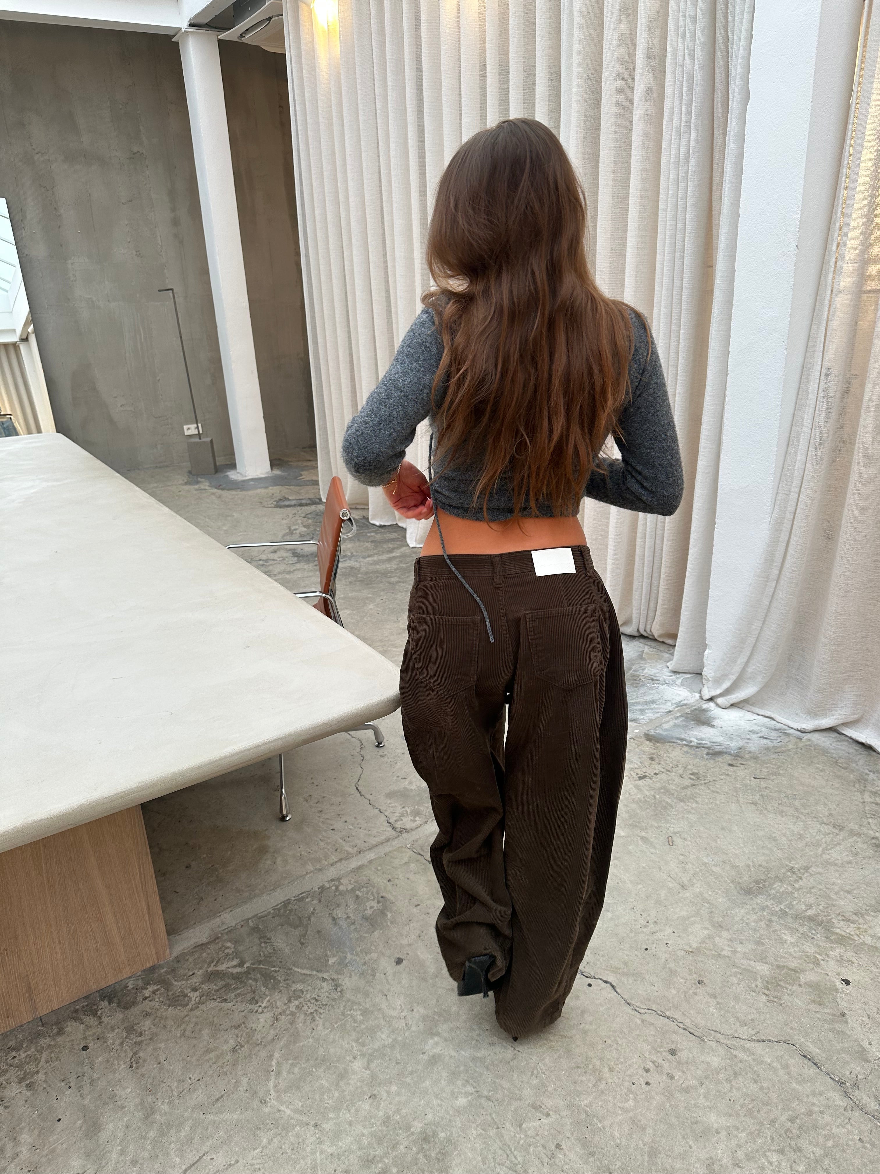 Baggy Wide Leg Corduroy Pants Khaki Brown