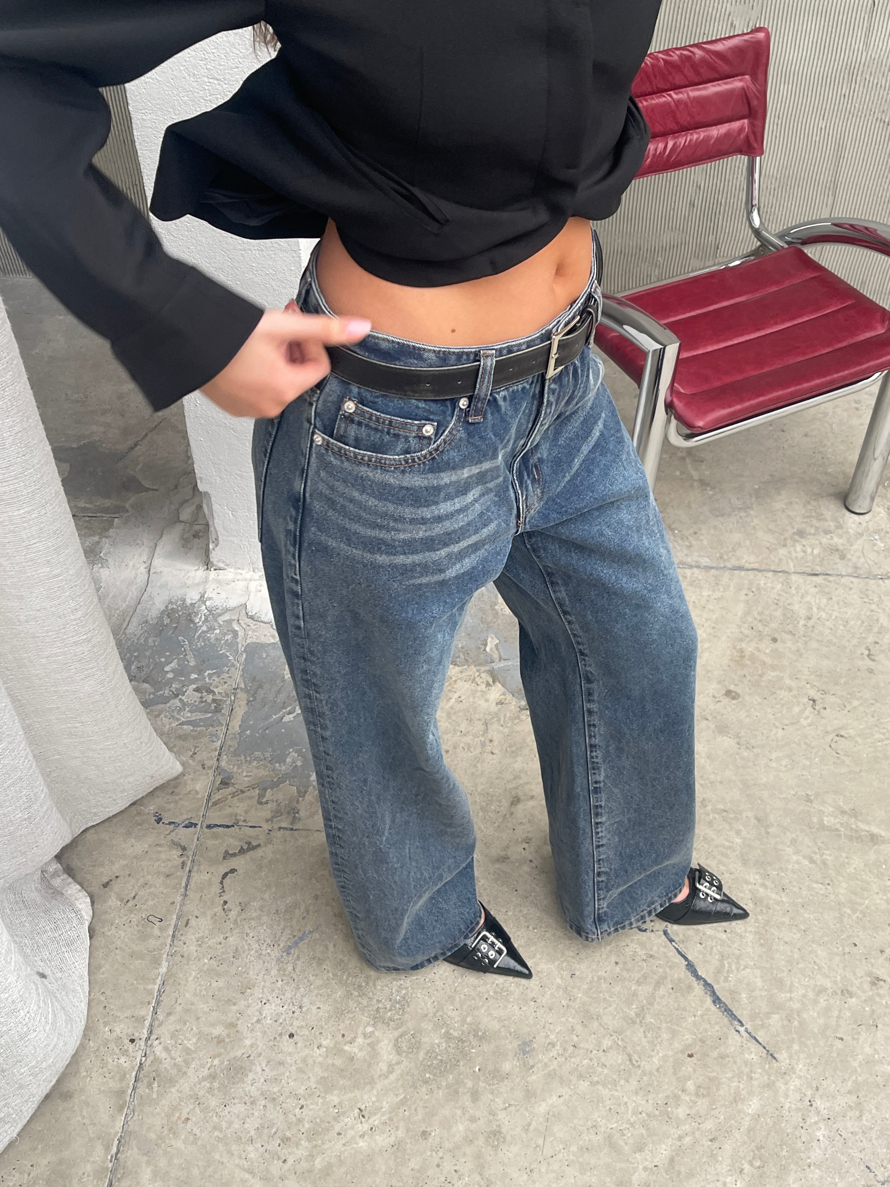 Billie Dad Jeans Dark Blue