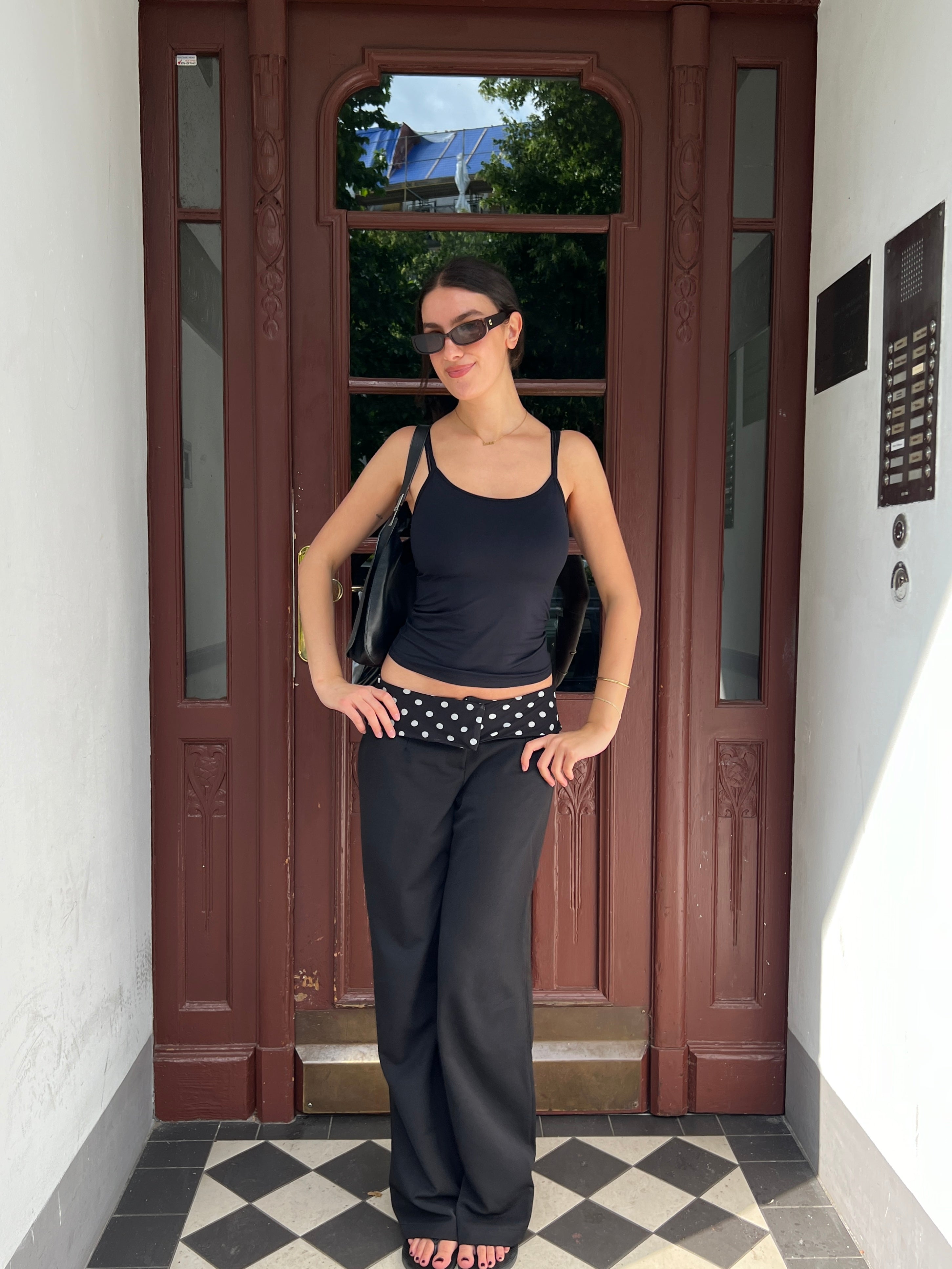 Calsia suit pants with polka dotted trim - Black