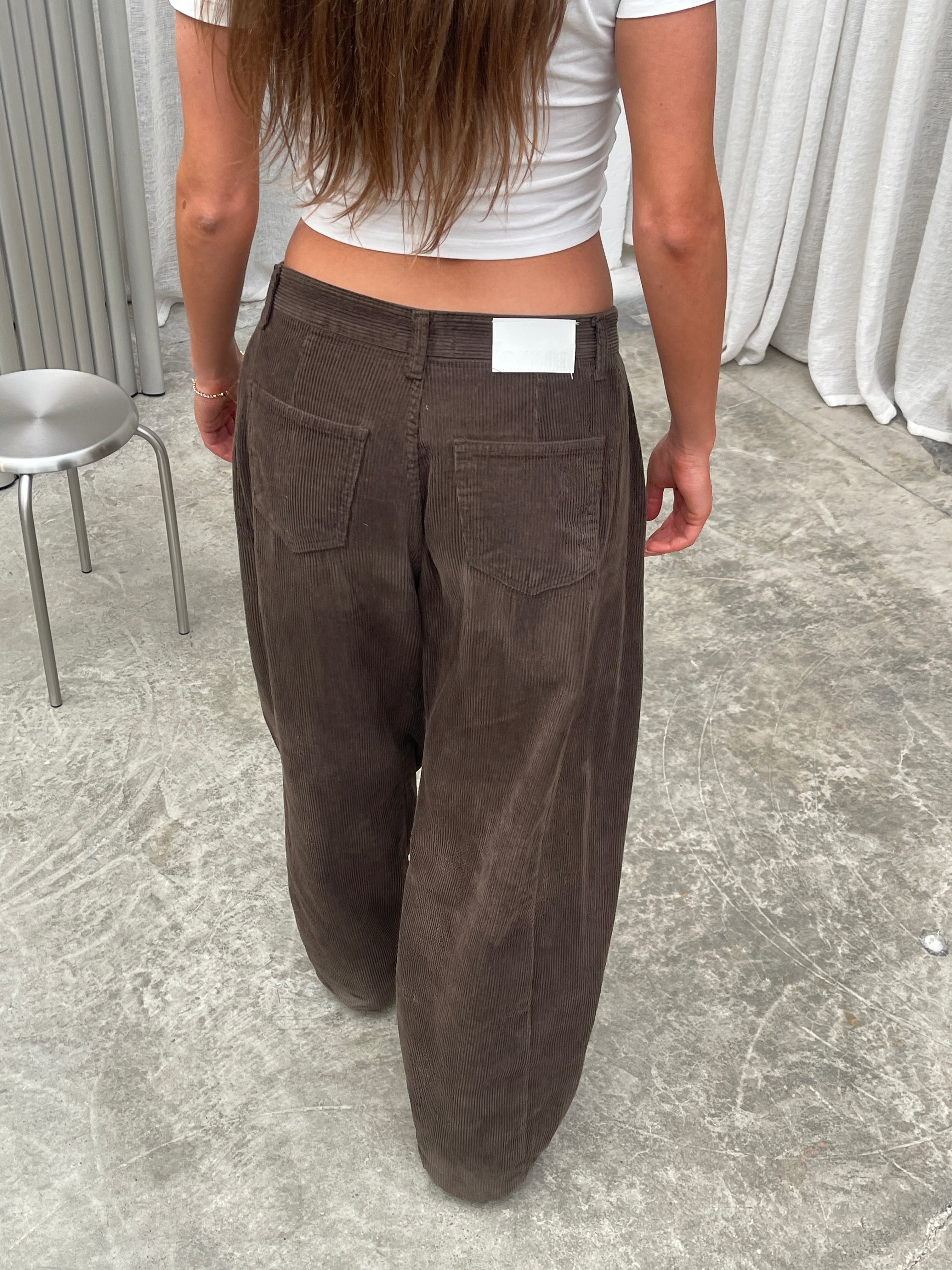 Baggy Wide Leg Corduroy Pants Khaki Brown