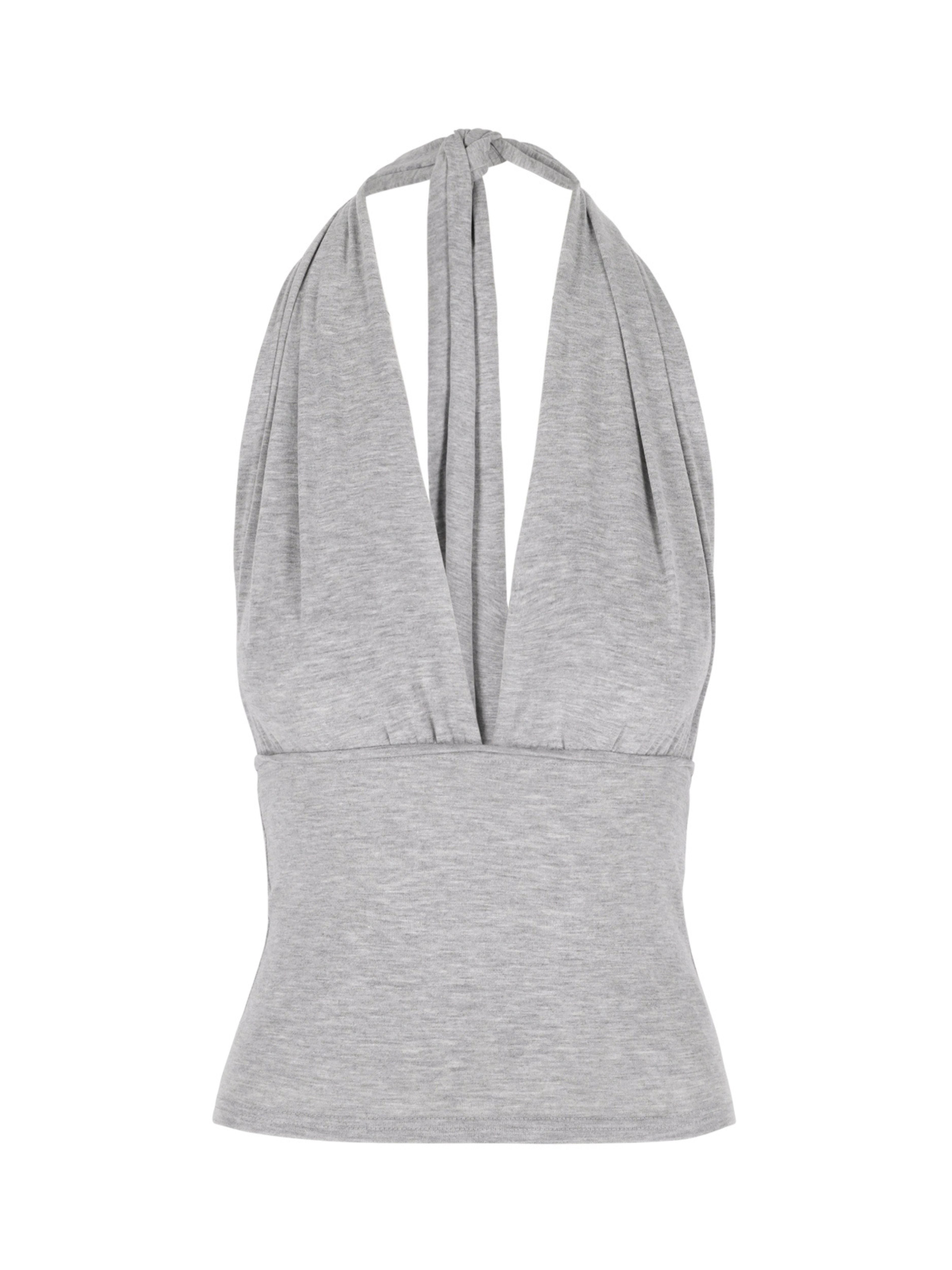 Deep Halter Neck Top Grey
