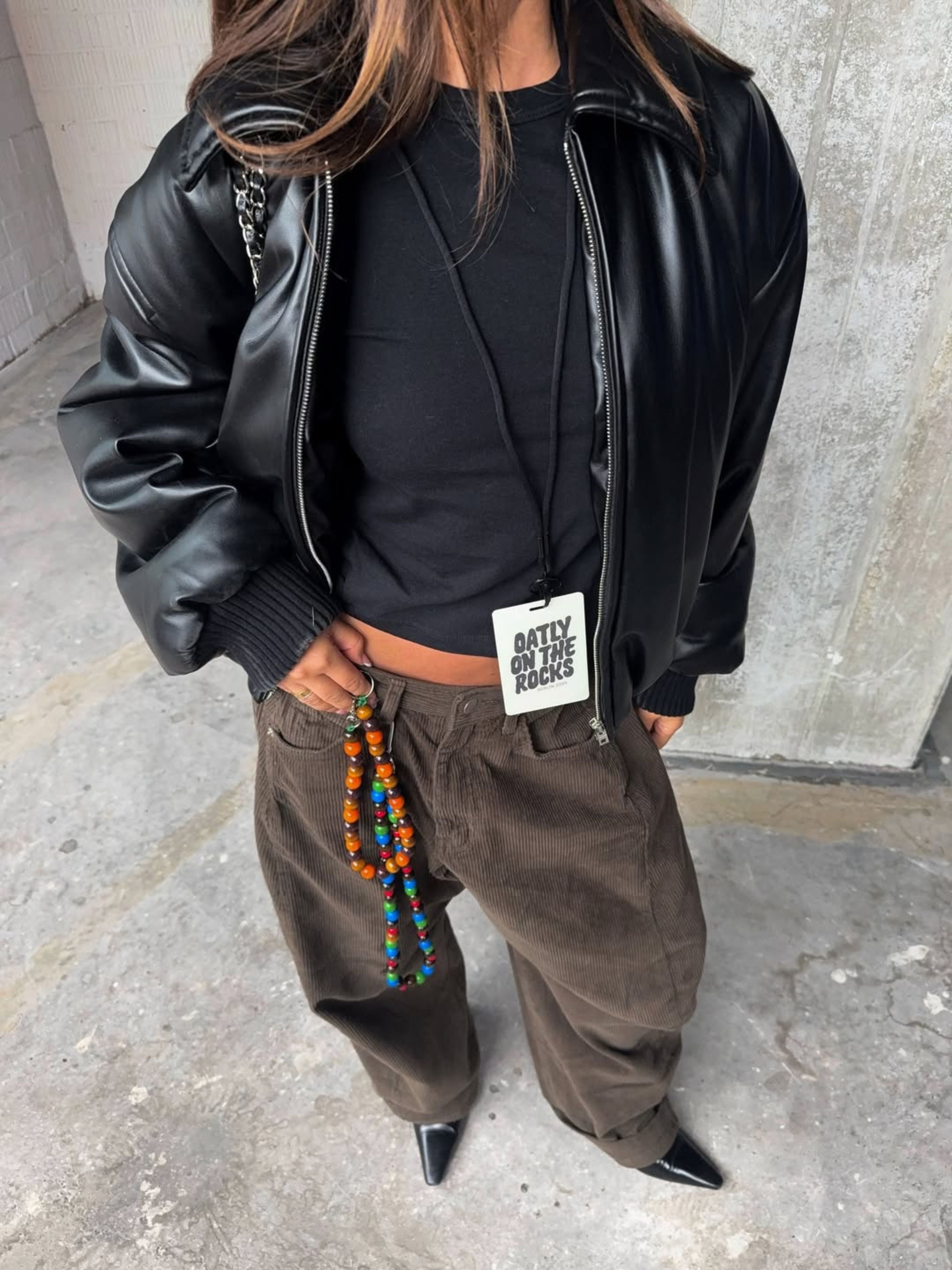 Baggy Wide Leg Corduroy Pants Khaki Brown