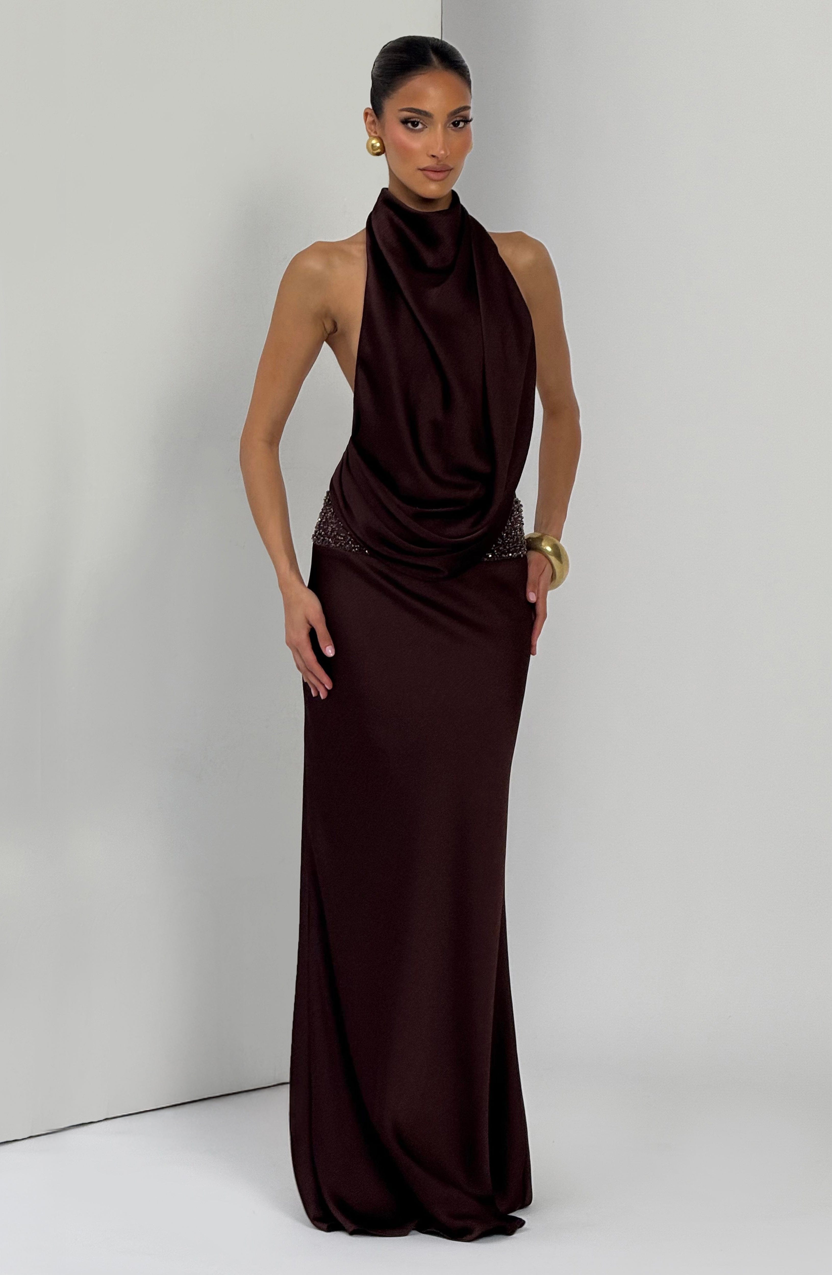 Armelle Maxi Dress - Plum Brown