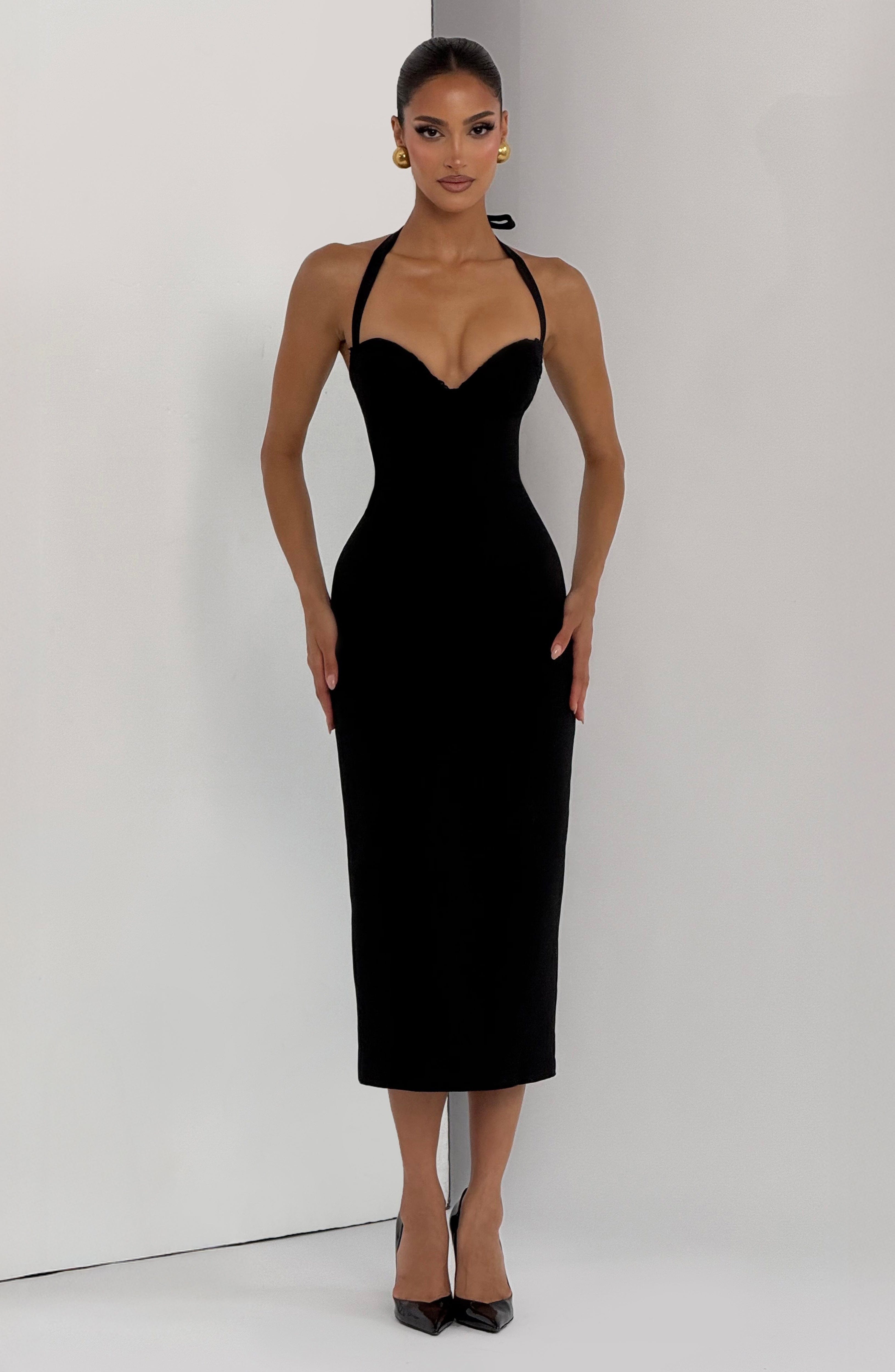 Cassia Midi Dress - Black