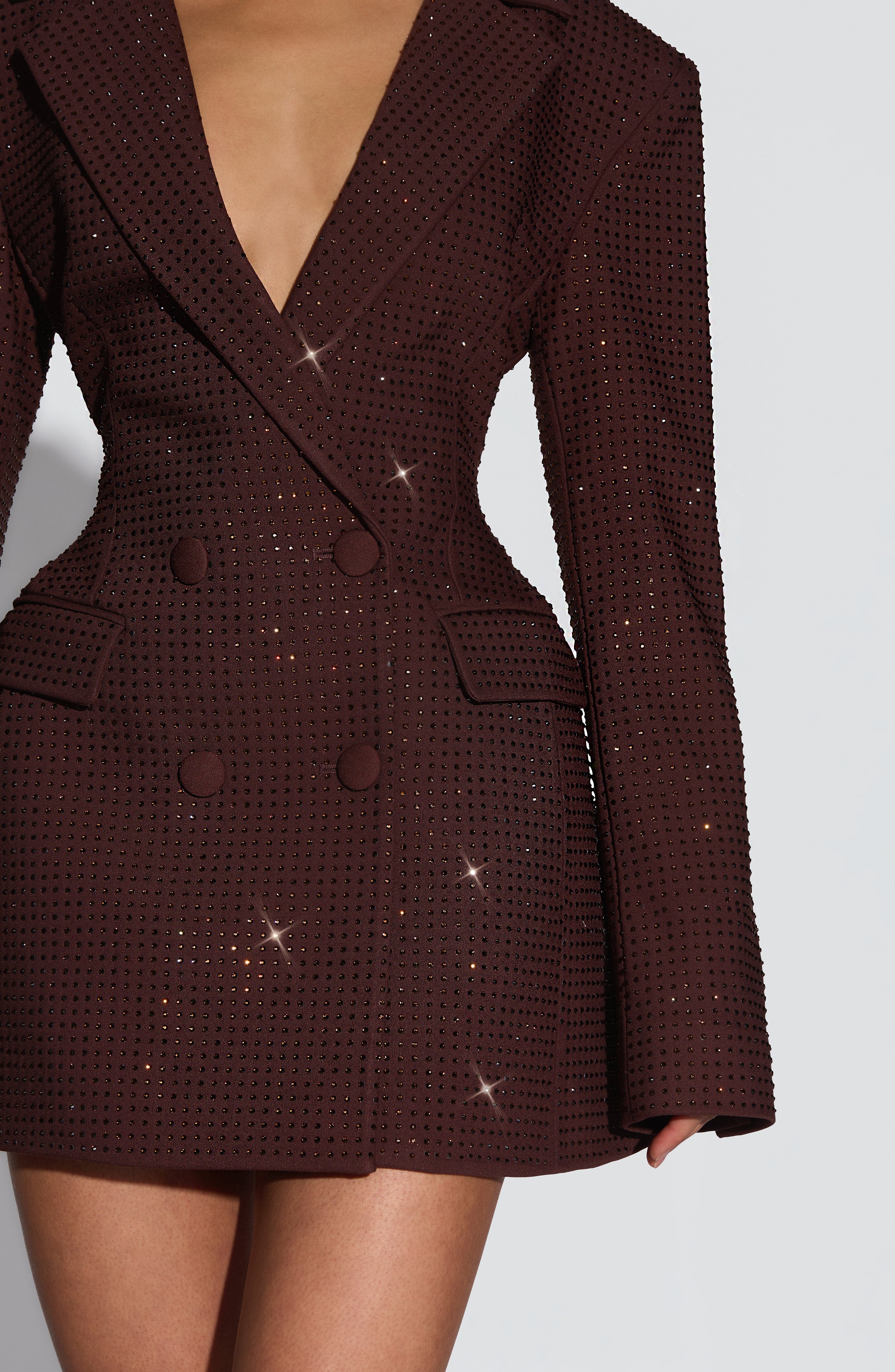 Elvira Mini Dress - Plum Brown Sparkle