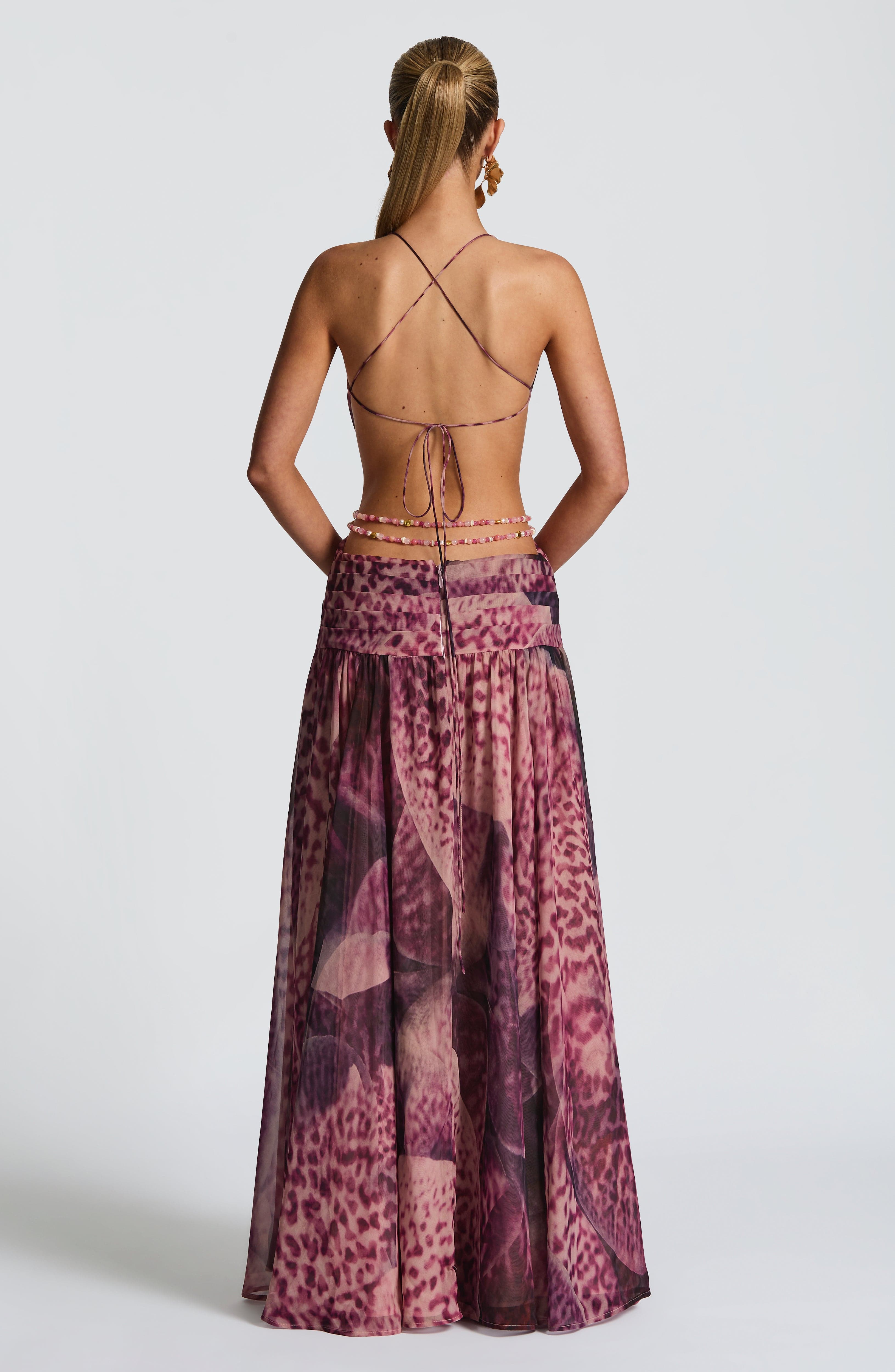 Indianna Maxi Dress - Magenta Orchid Print