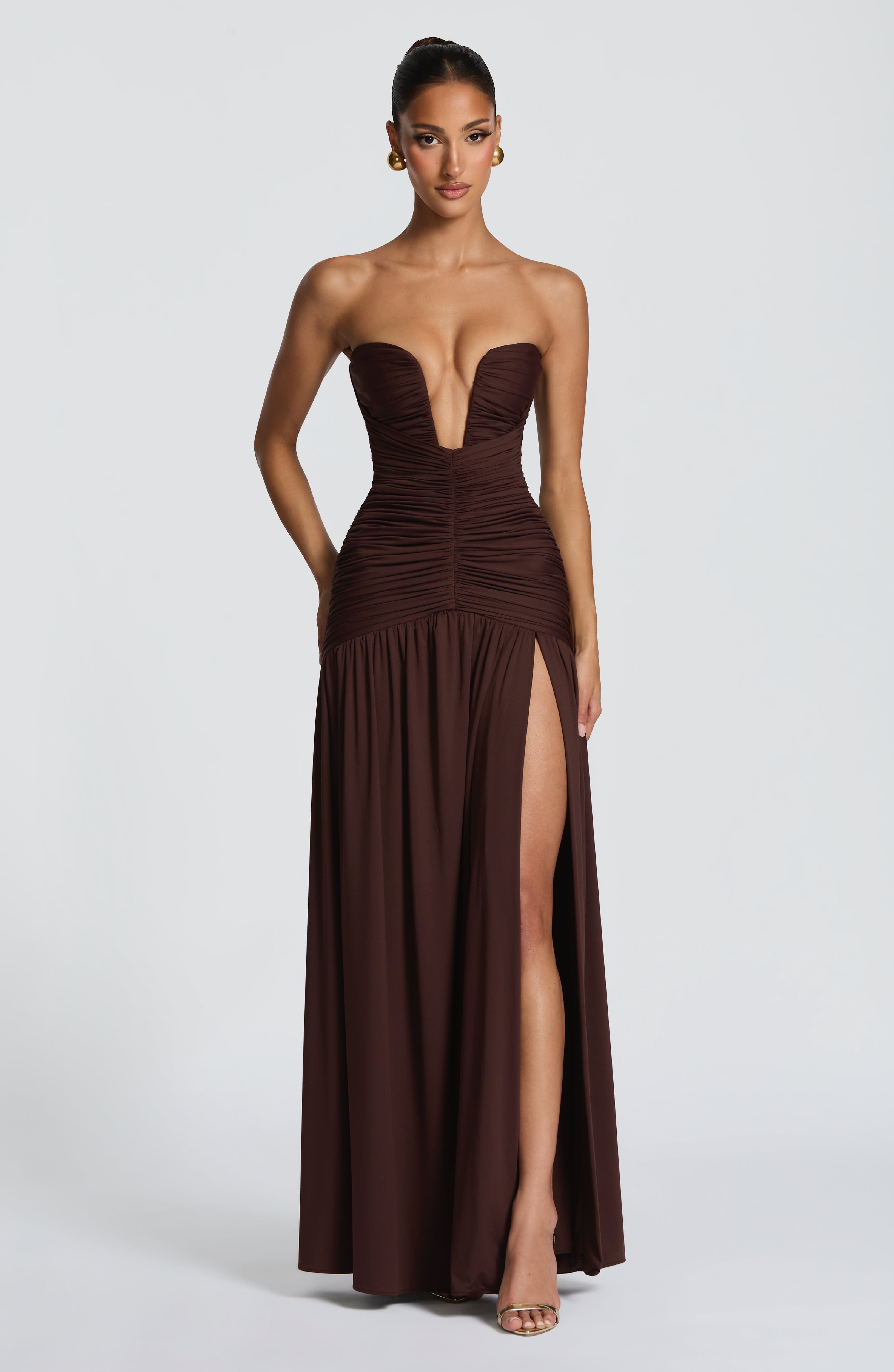 Junia Maxi Dress - Plum Brown