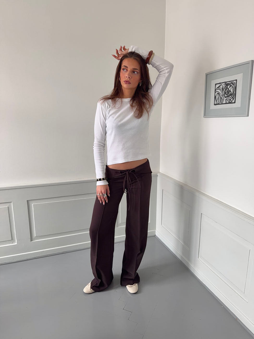 Nula suit pants with tie belt - Dark brown