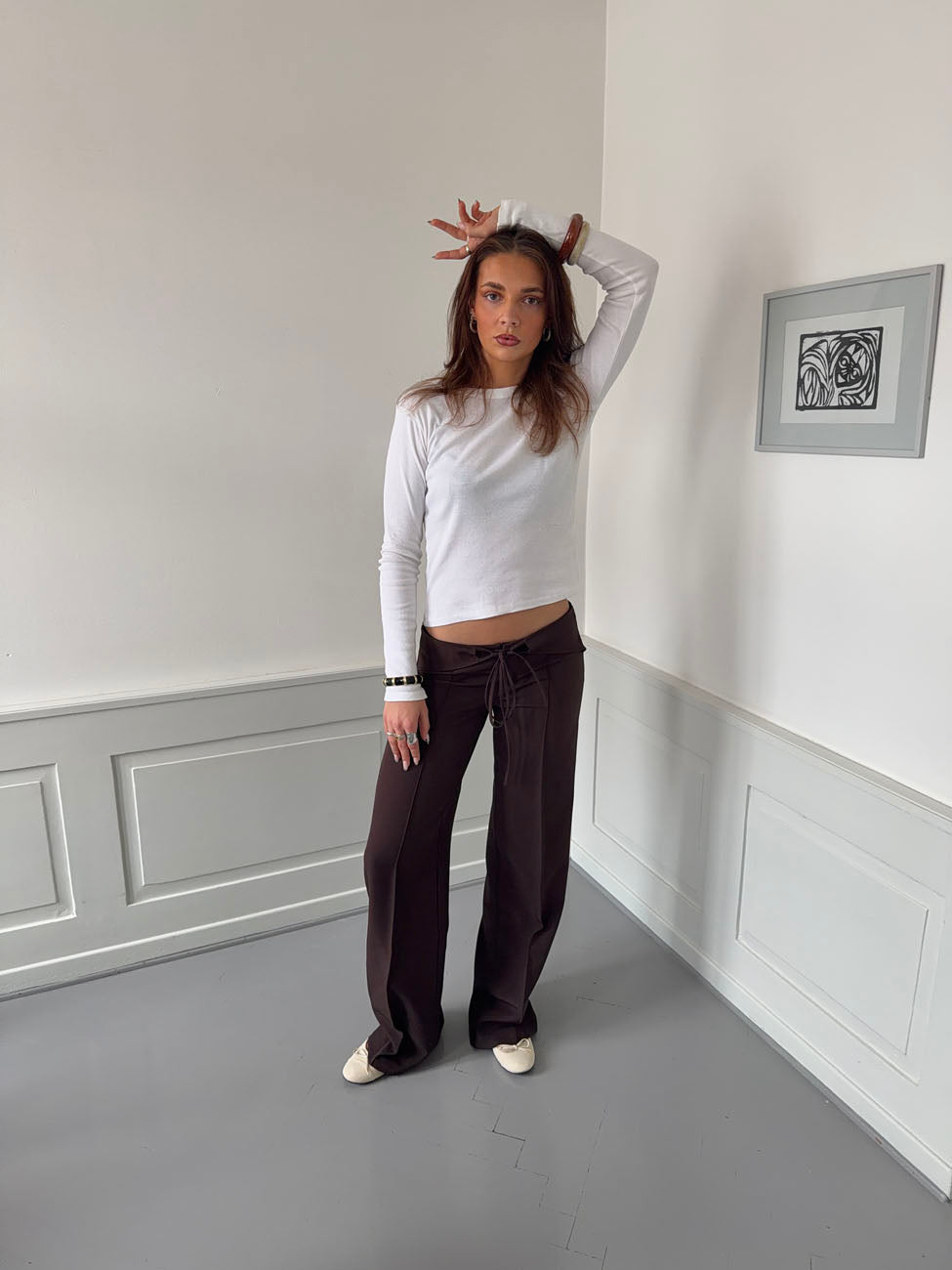 Nula suit pants with tie belt - Dark brown