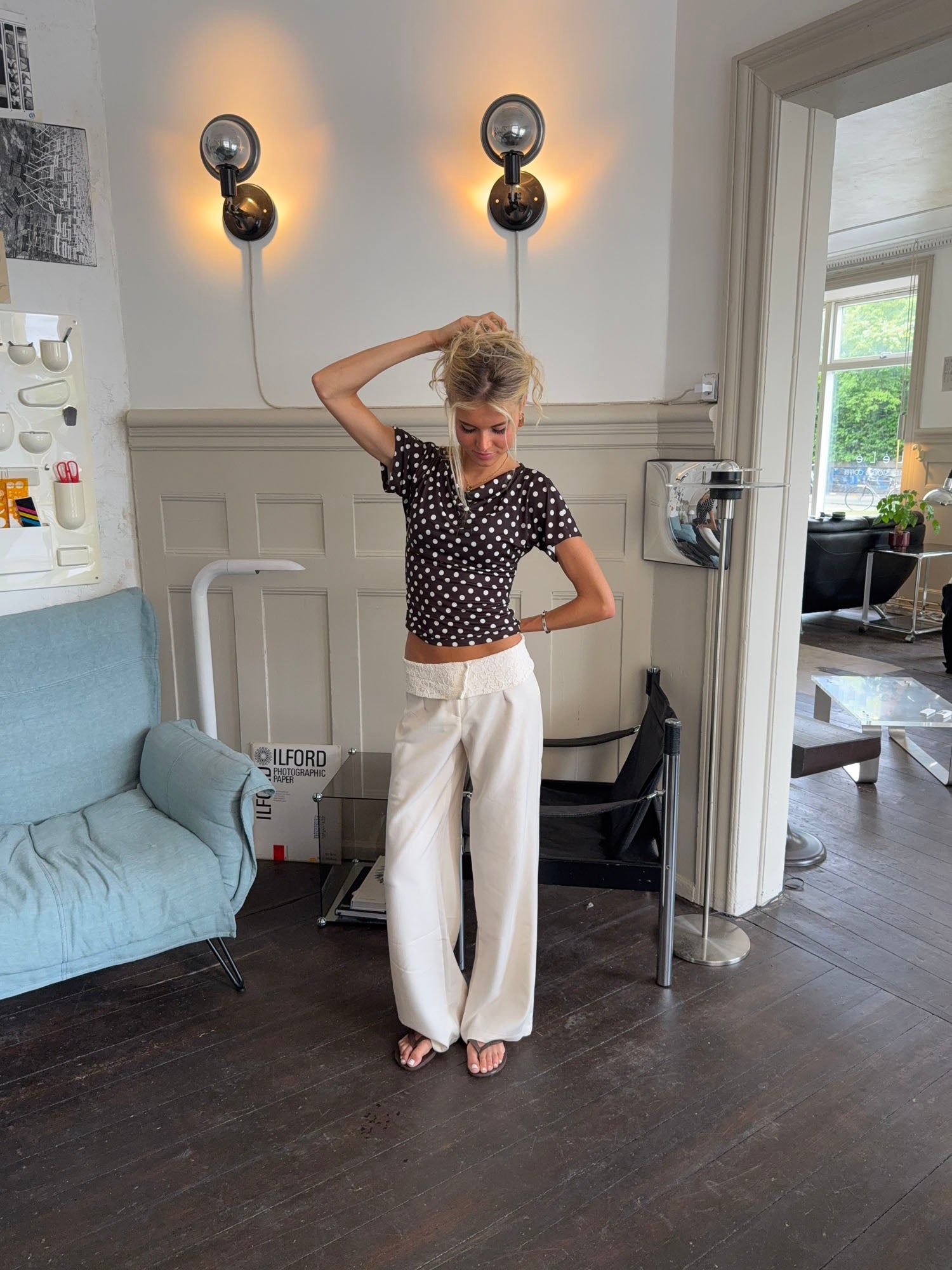 Calsia suit trousers with lace trim – Off white