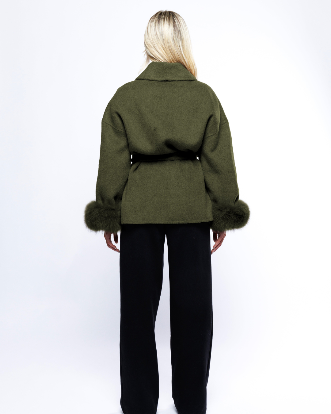 Velvet Blazer with Bow – Green