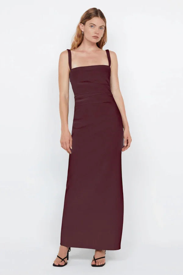 Leora Tuck Maxi Dress Plum