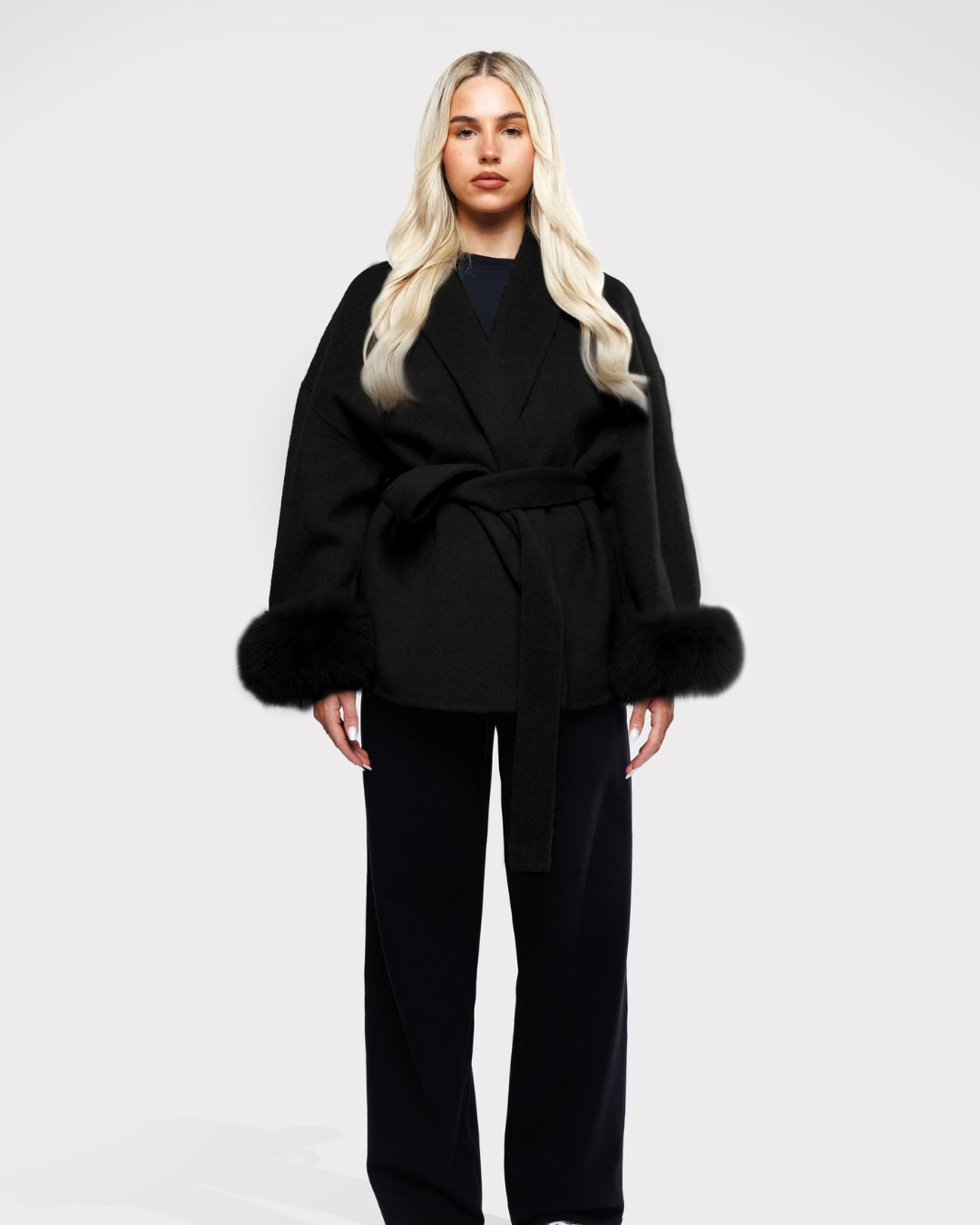 Samtblazer mit Schleife – Schwarz