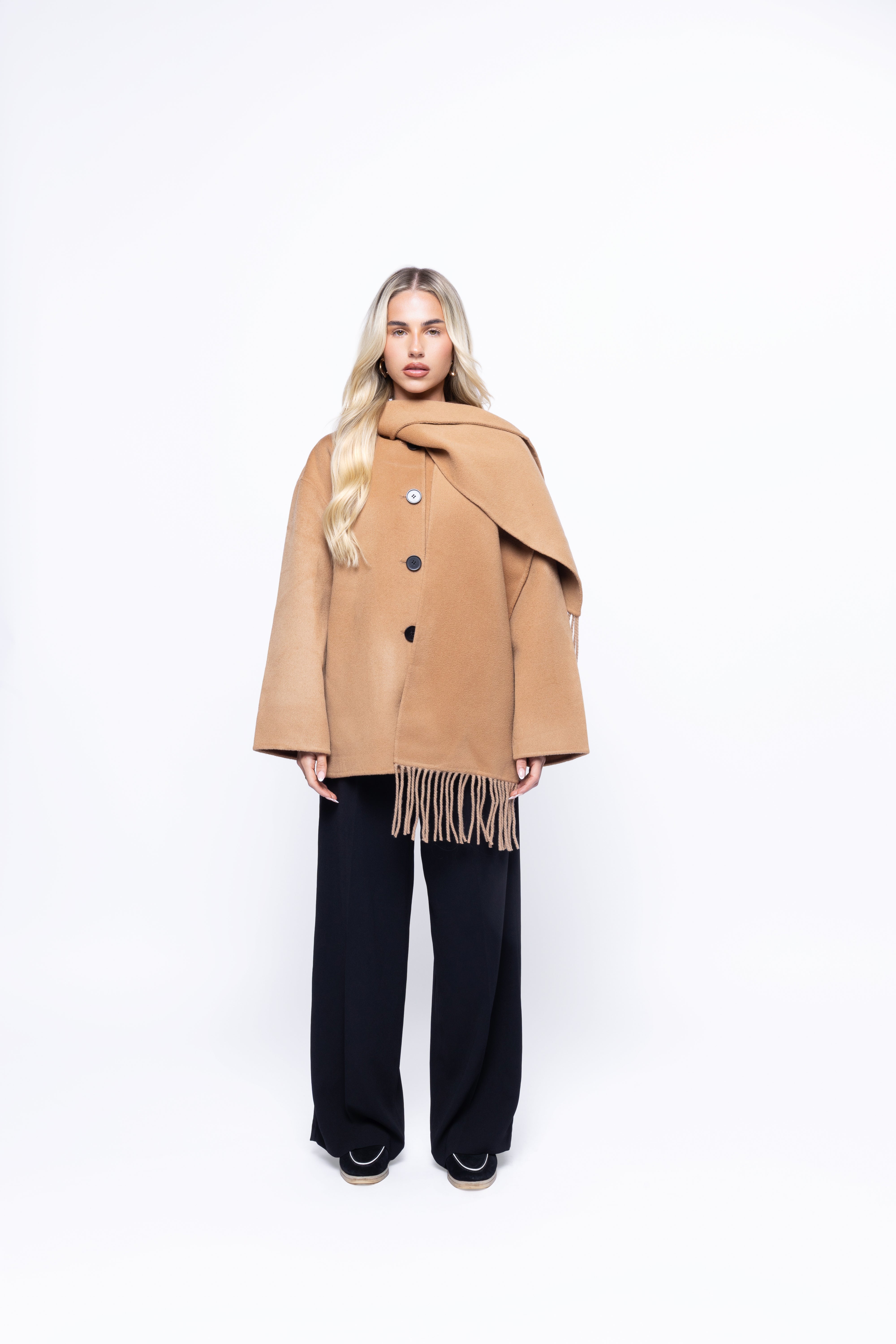 Siena Wool Coat with Scarf Detail