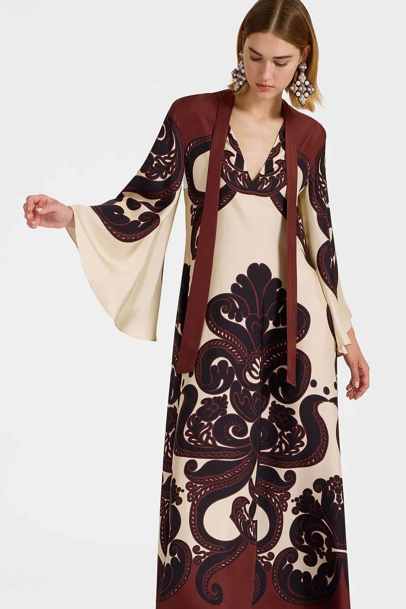 Passionfruit Cascade Satin Maxi Dress