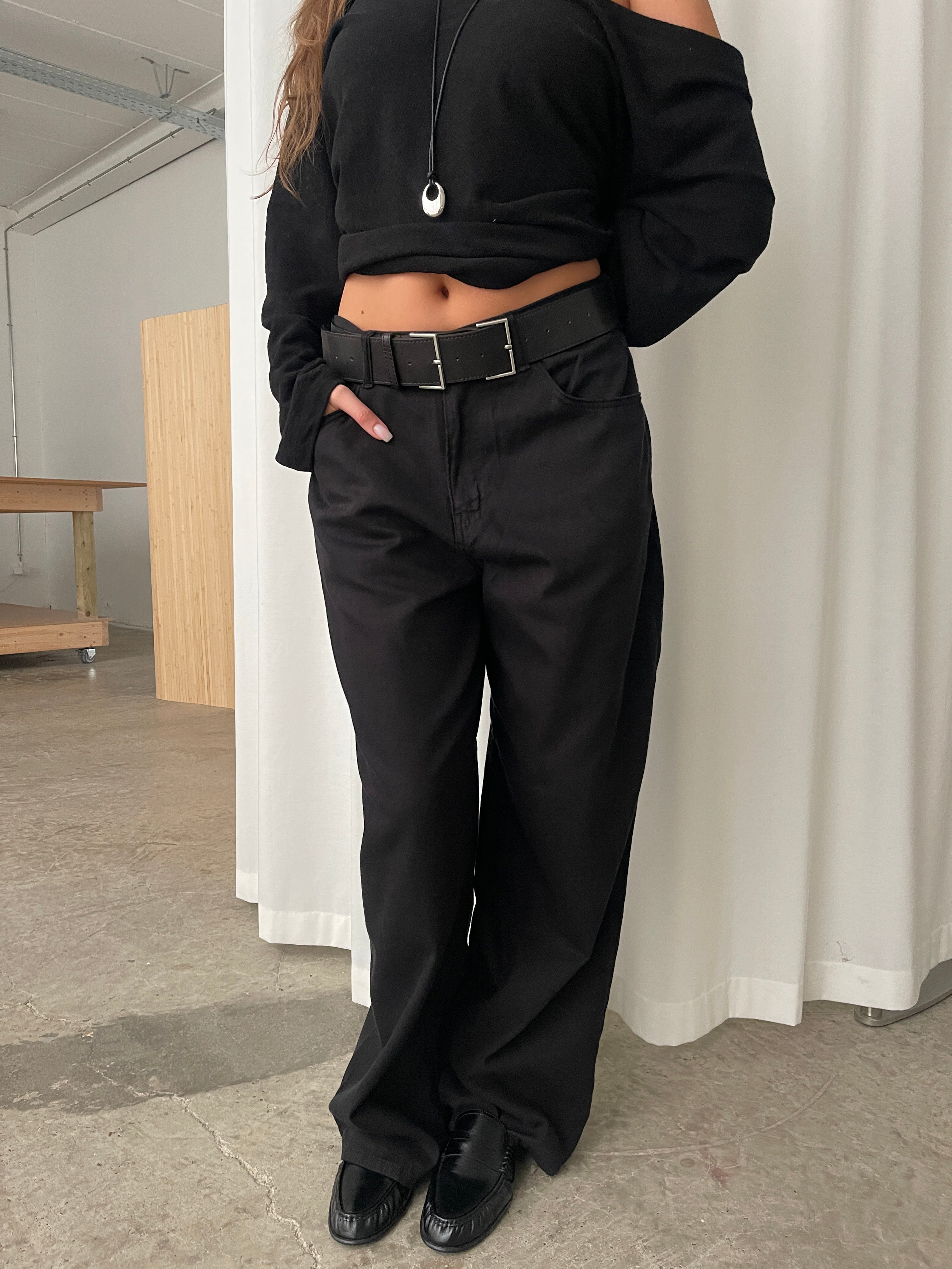Baggy Wide Leg Pants Black