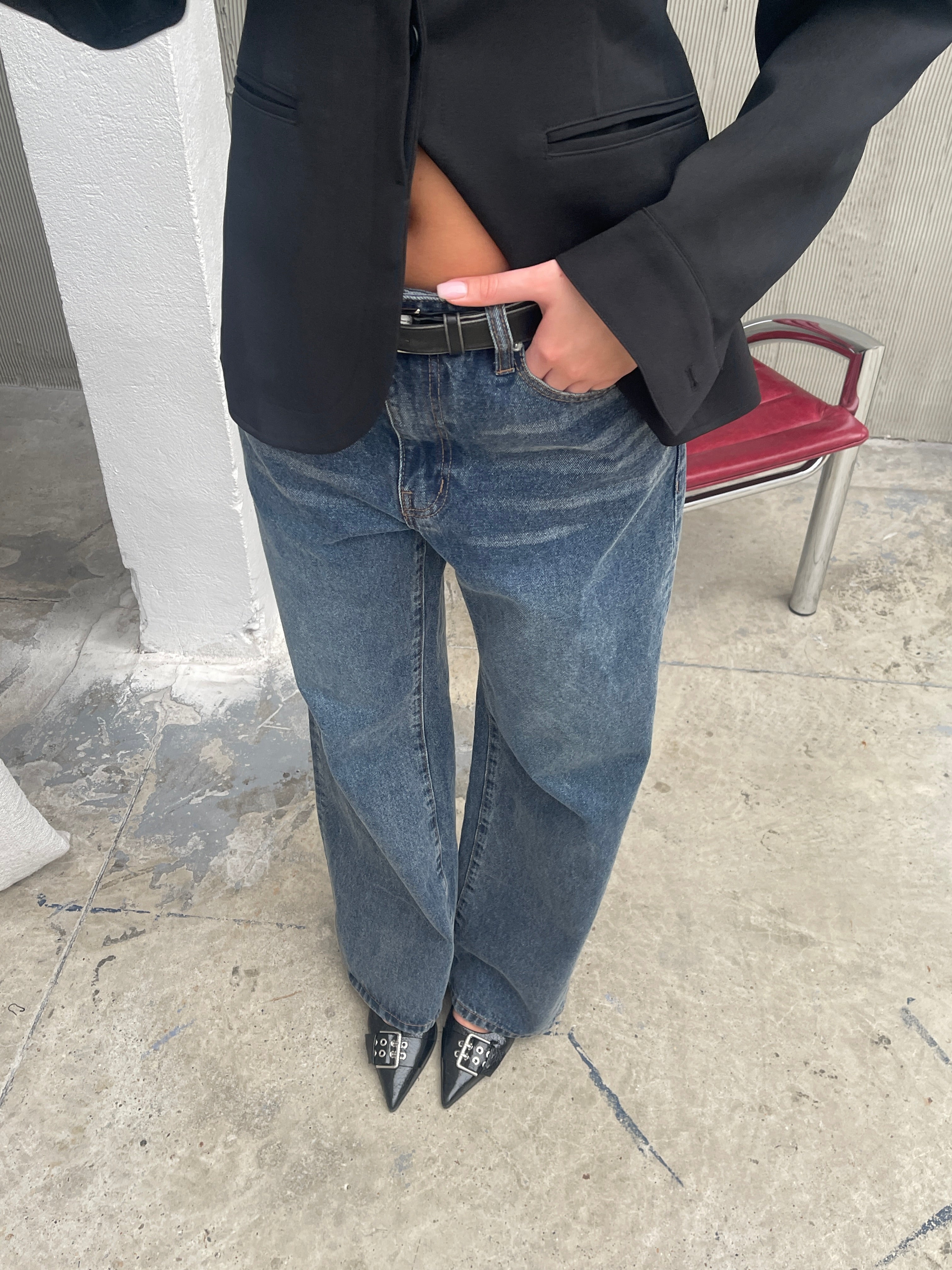 Billie Dad Jeans Dark Blue