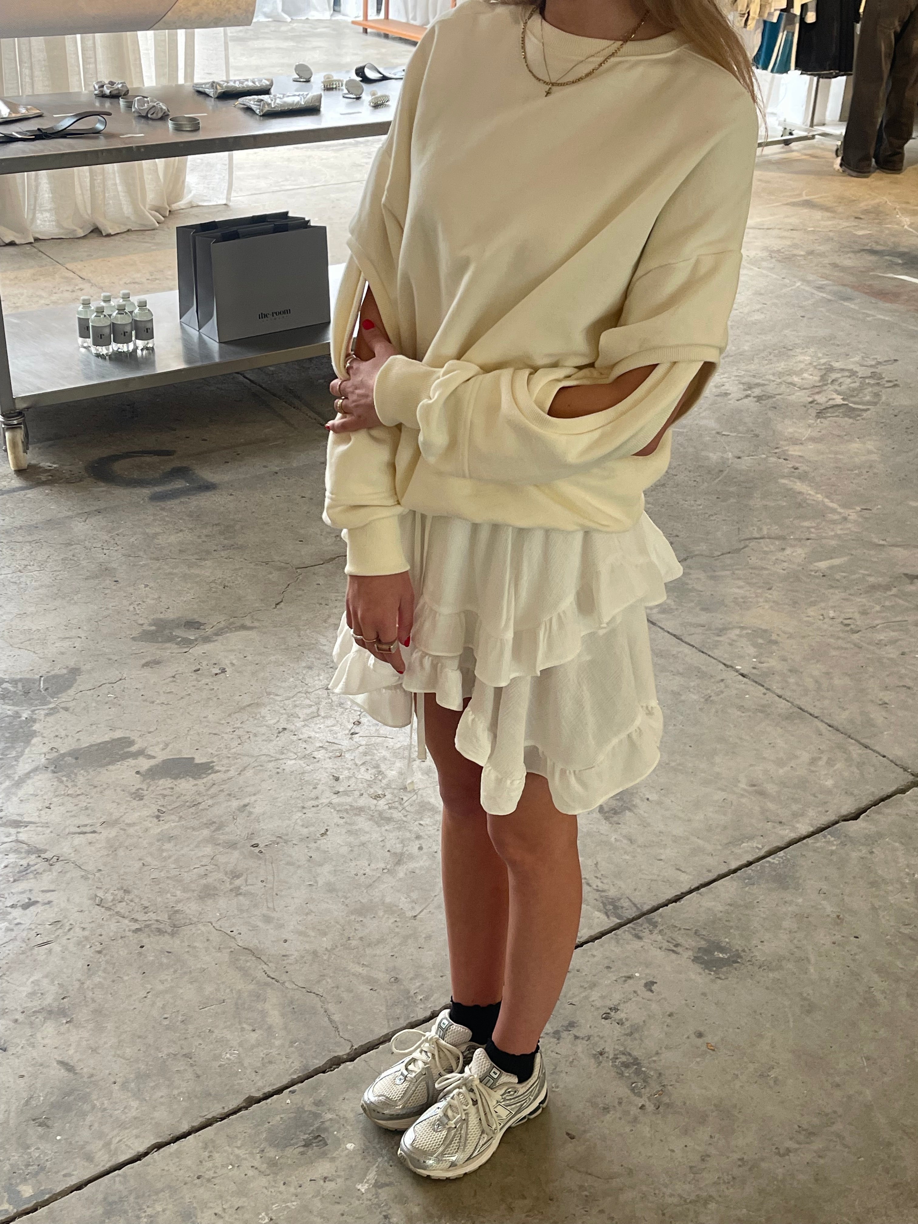 Cut Out Arms Sweater Ivory