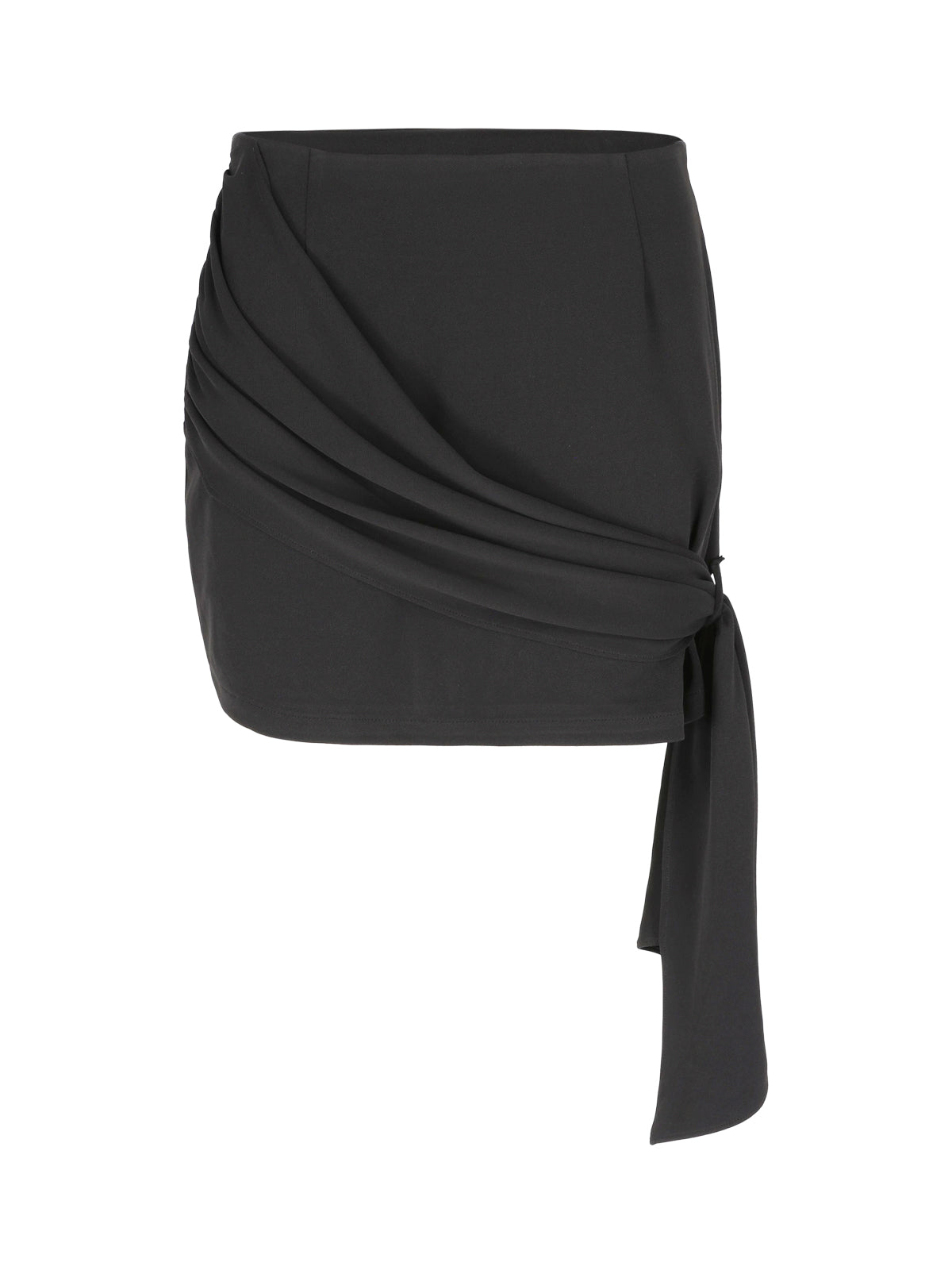 Draped Belted Mini Skirt Black