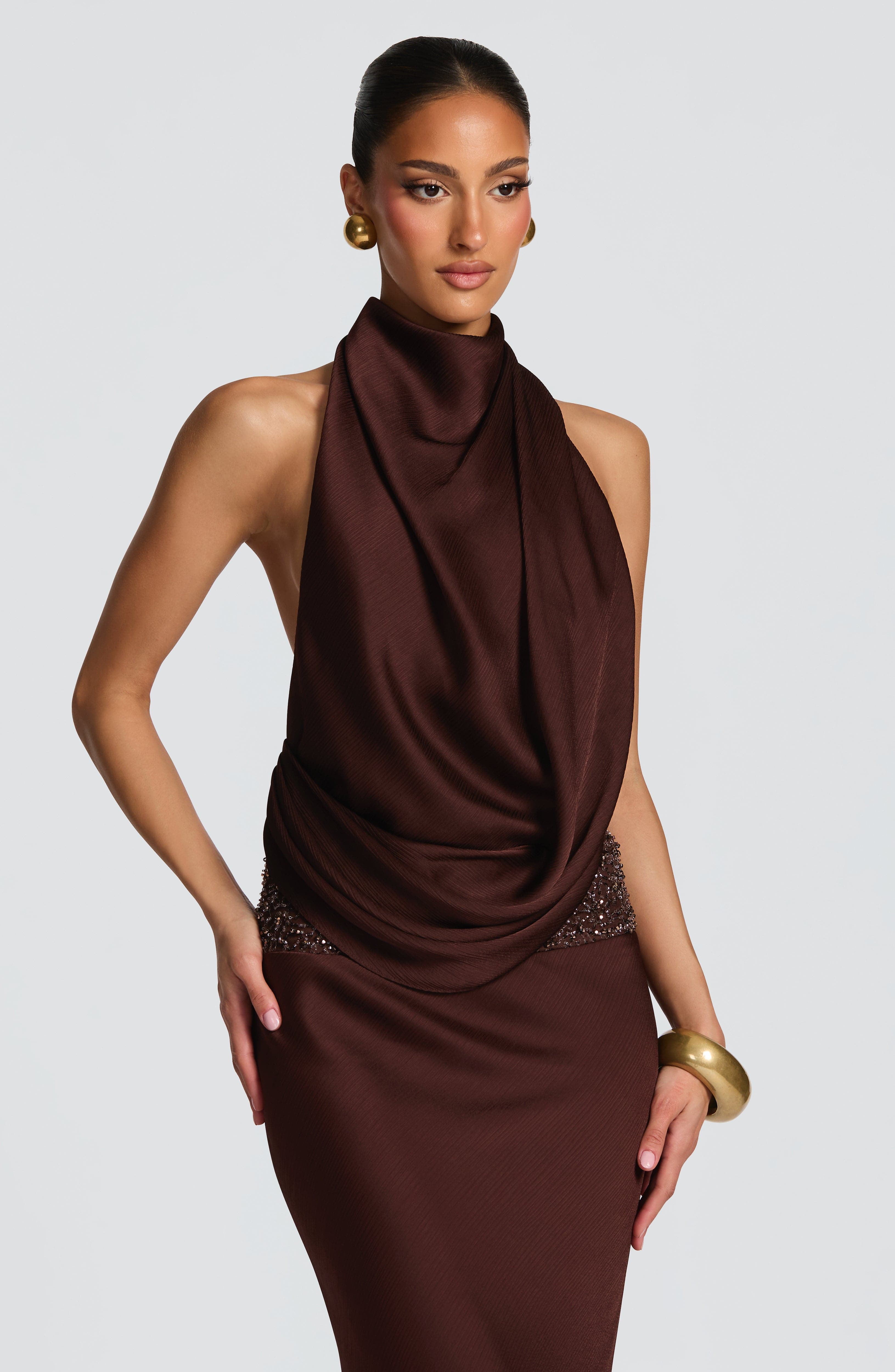 Armelle Maxi Dress - Plum Brown
