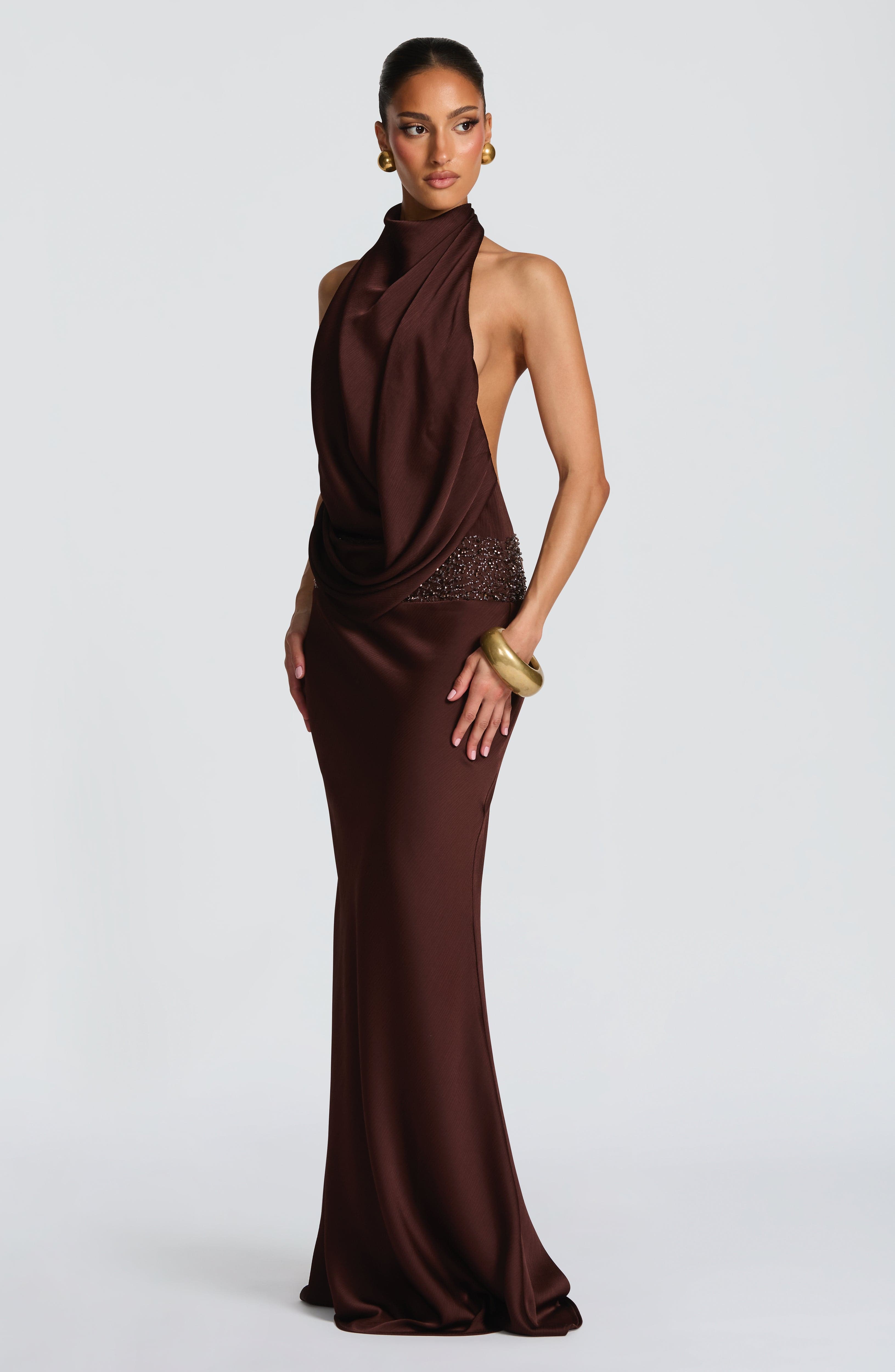 Armelle Maxi Dress - Plum Brown