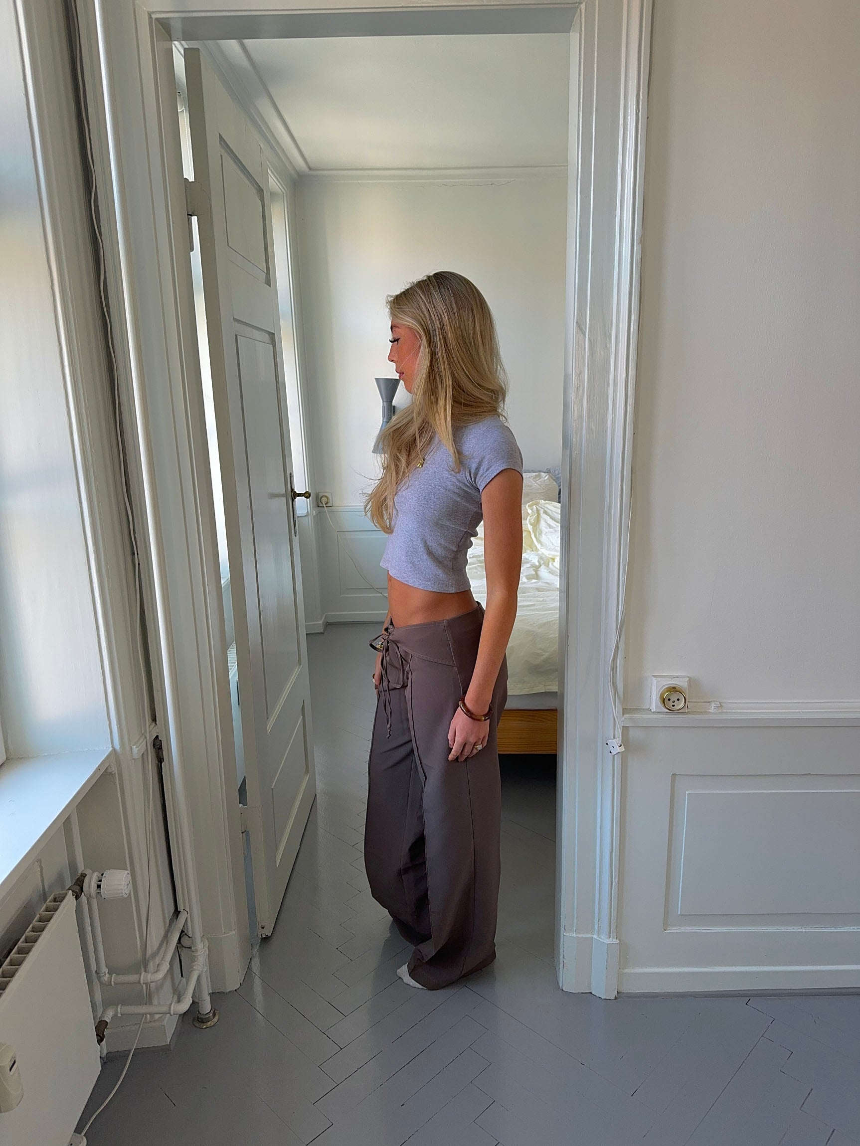 Nula suit pants with tie belt - Taupe