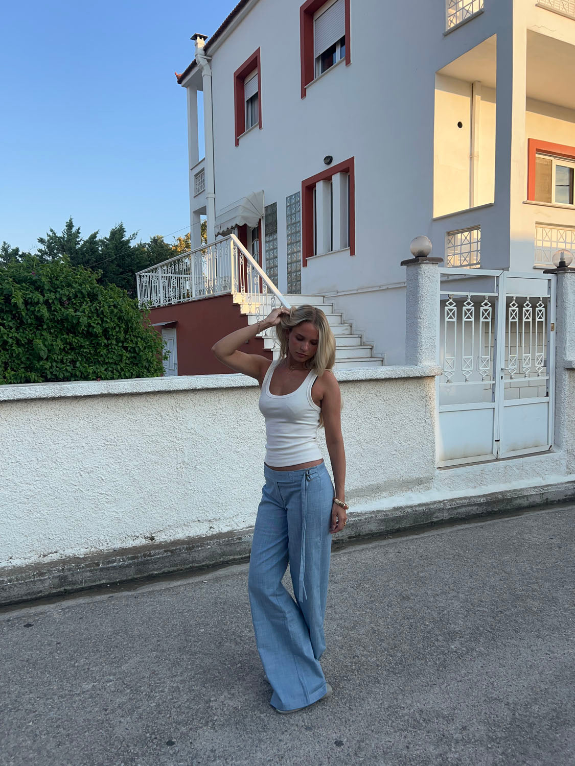 Karol pants with belt - Light blue