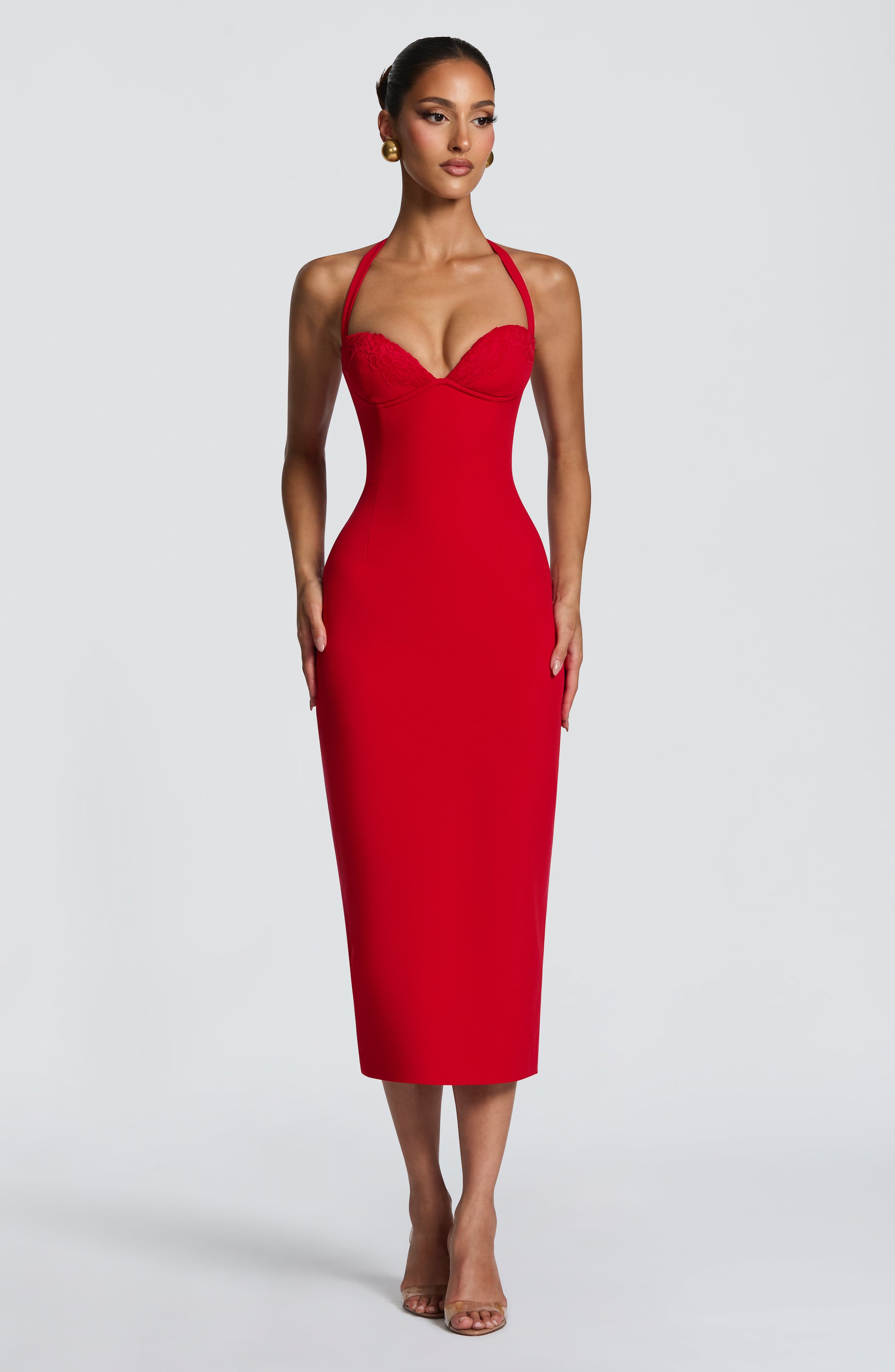 Cassia Midi Dress - Red