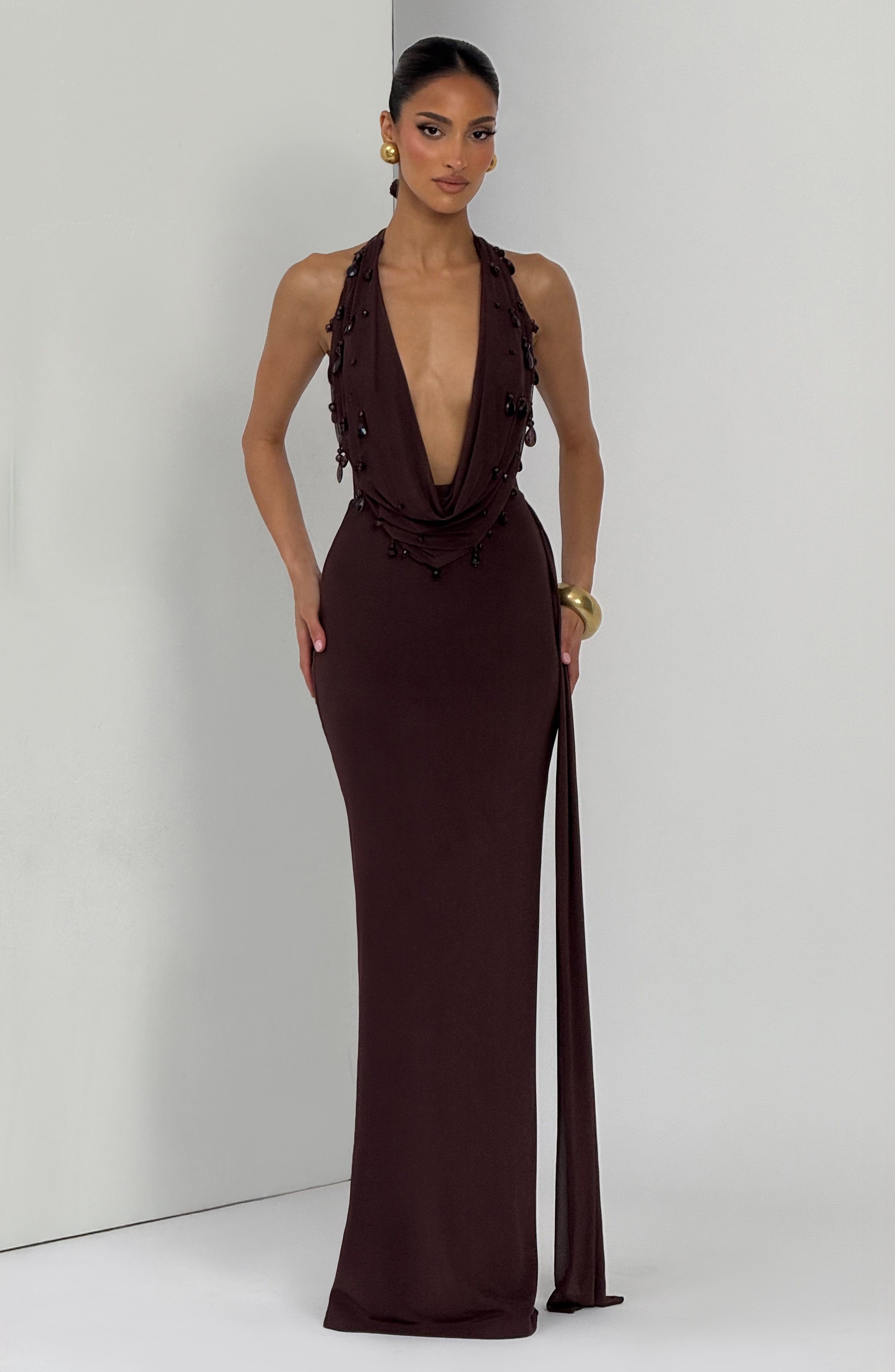 Fabia Maxi Dress - Plum Brown