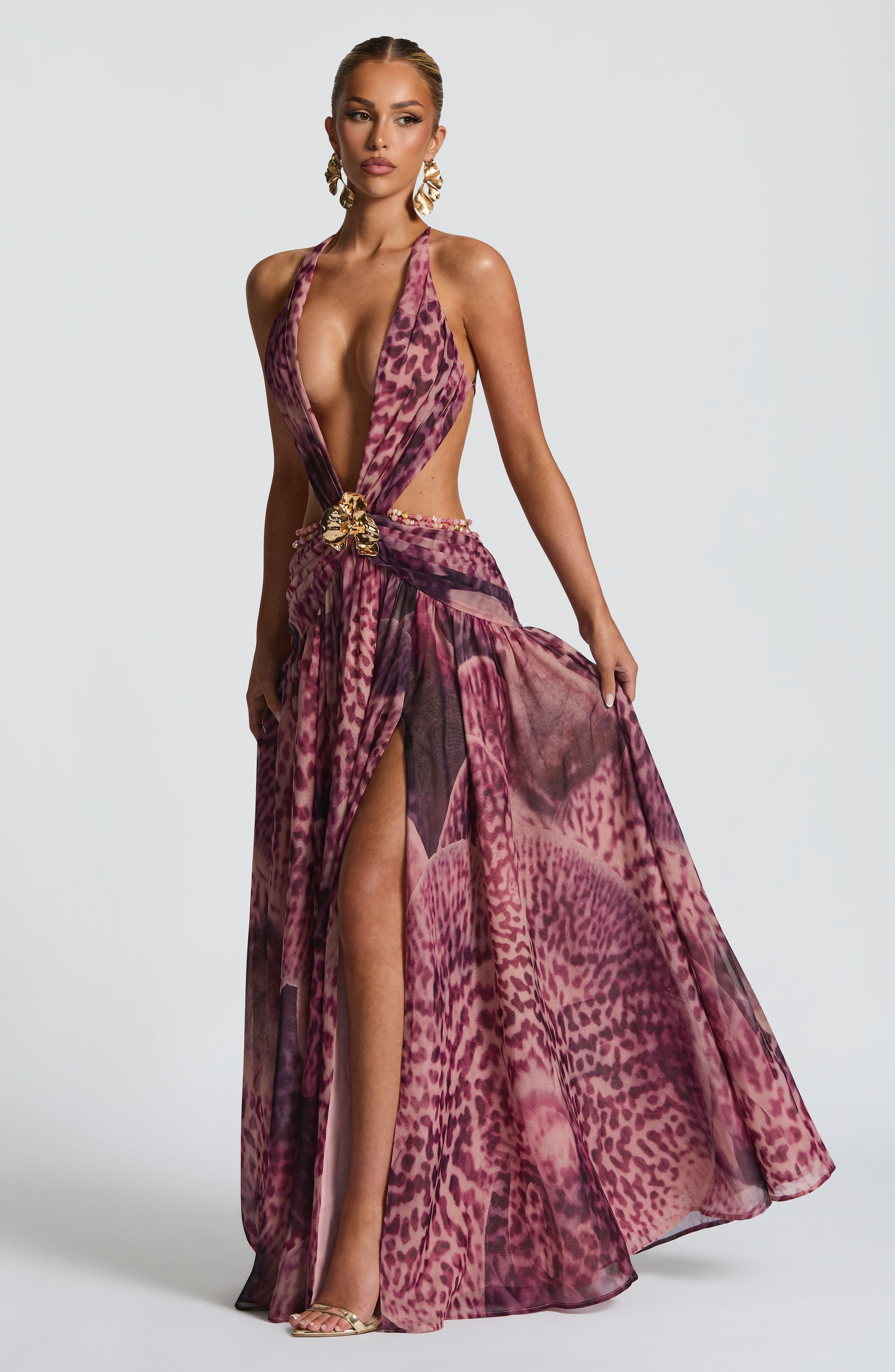 Indianna Maxi Dress - Magenta Orchid Print