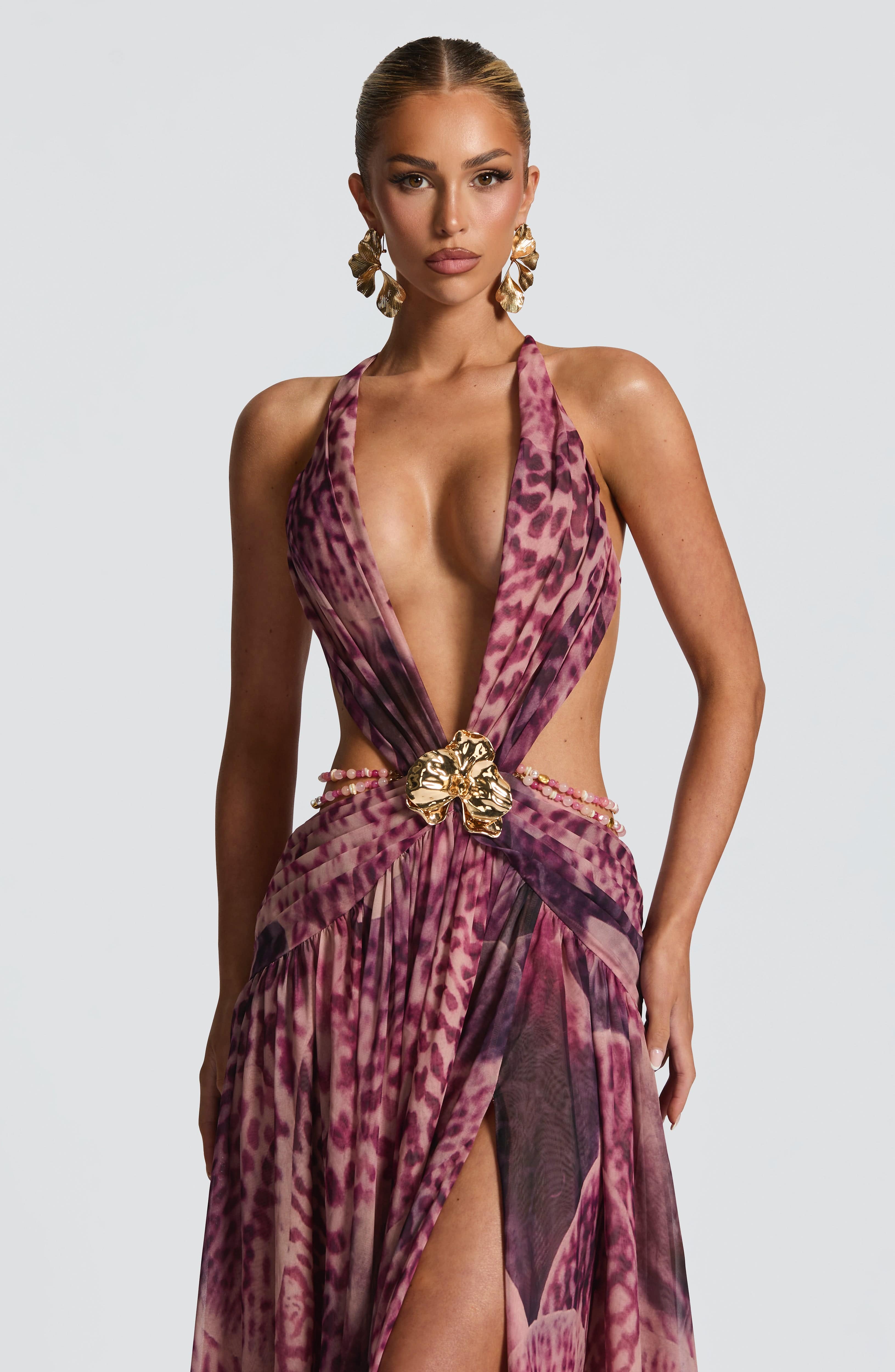 Indianna Maxi Dress - Magenta Orchid Print