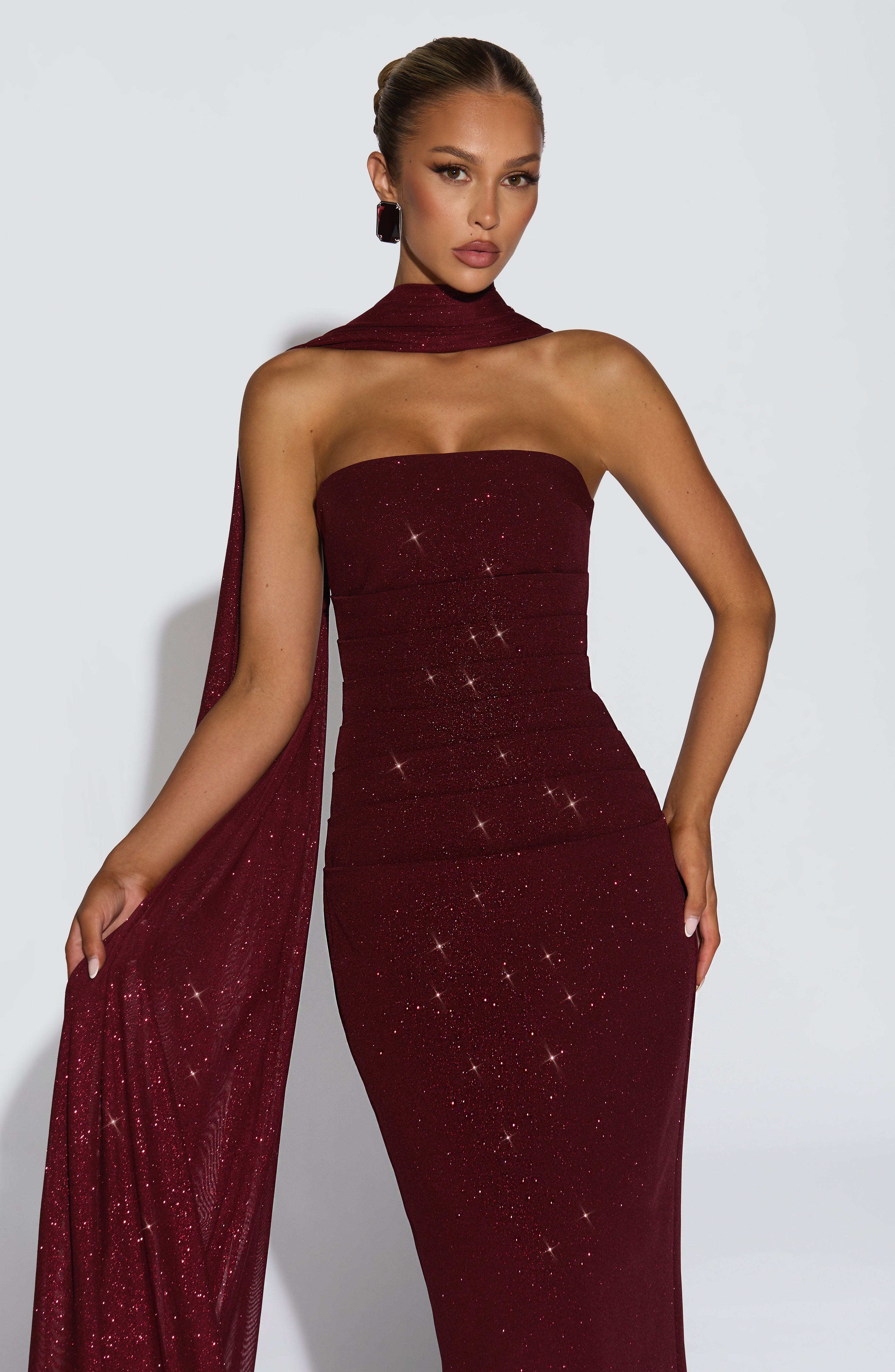 Pandra Maxi Dress - Wine Sparkle
