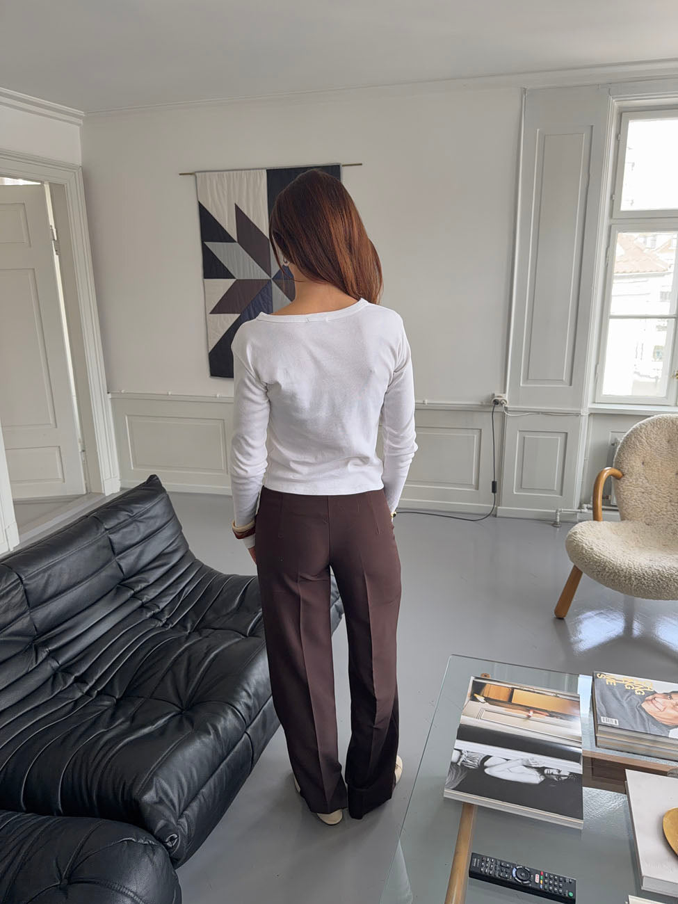 Nula suit pants with tie belt - Dark brown